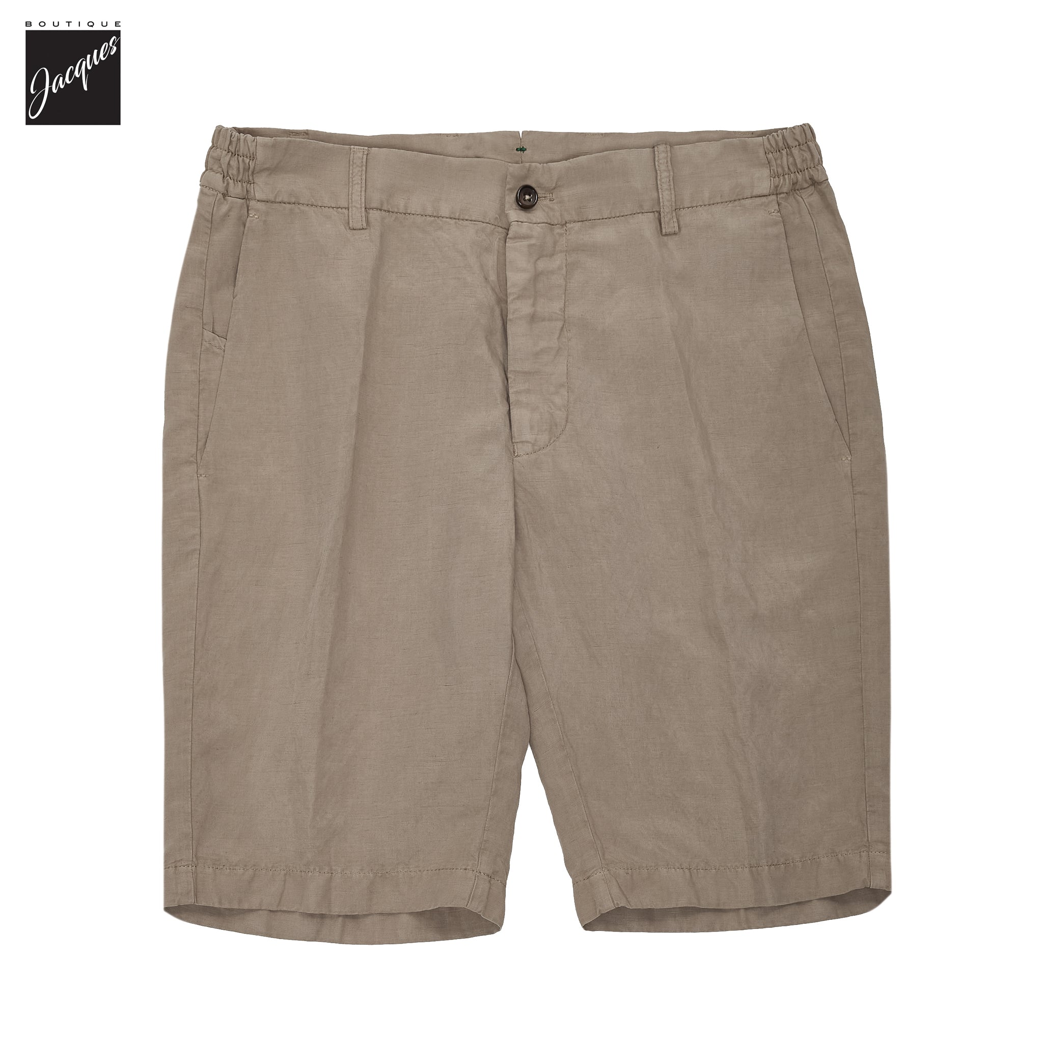 Light Fango (Mud) Lyocell-Linen Elax Bermuda Shorts - Berwich - Boutique Jacques International