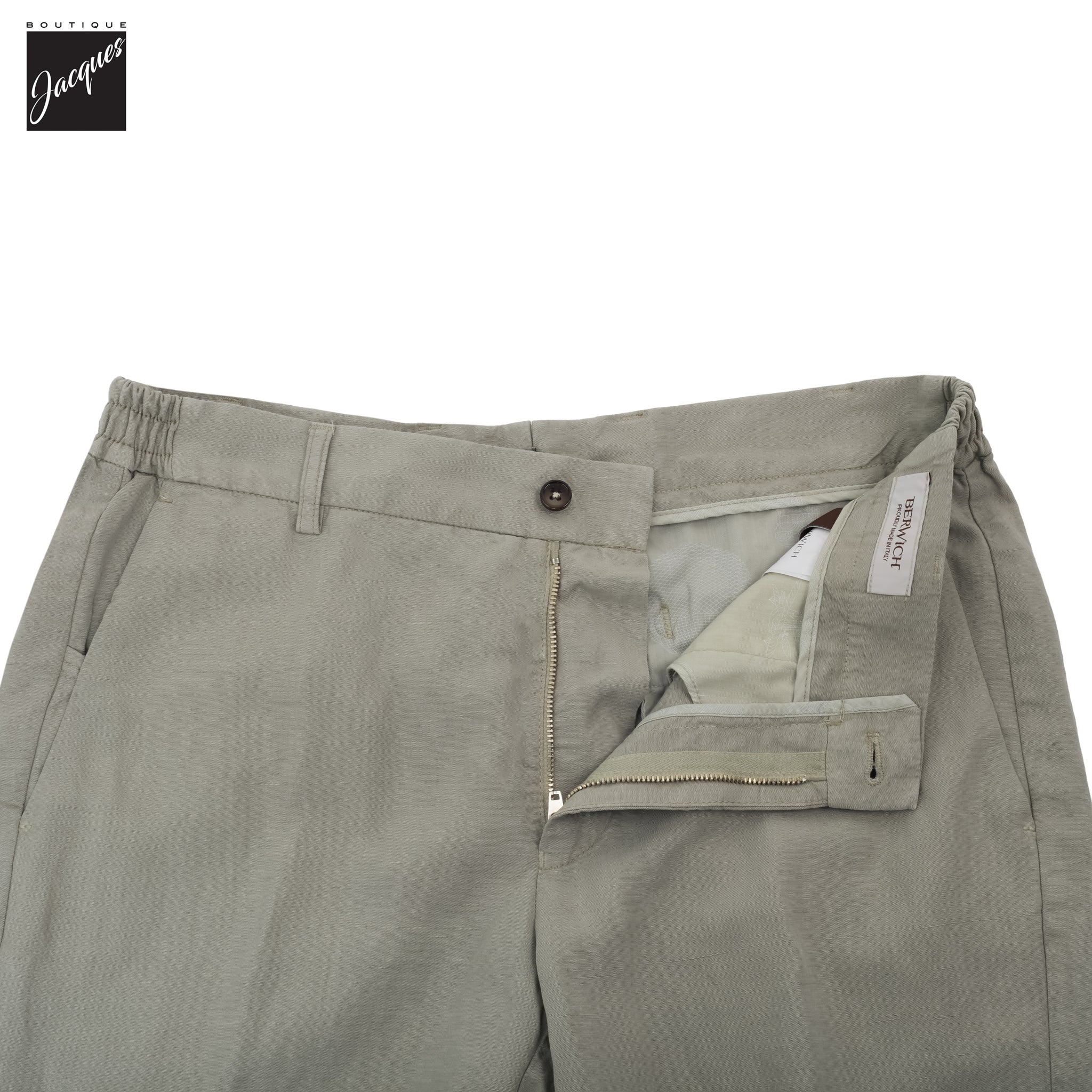 Salvia Sage Lyocell-Linen Elax Bermuda Shorts - Berwich - Boutique Jacques International