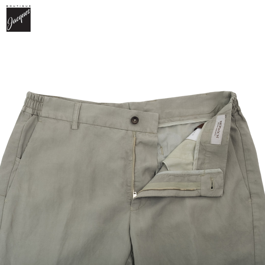 Salvia Sage Lyocell-Linen Elax Bermuda Shorts - Berwich - Boutique Jacques International