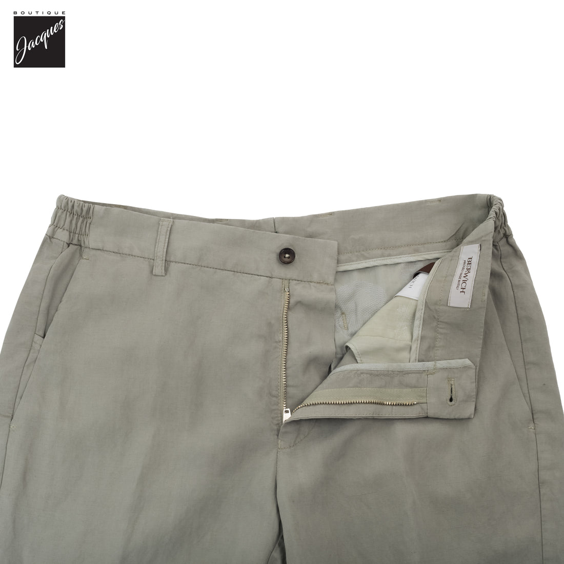 Salvia Sage Lyocell-Linen Elax Bermuda Shorts - Berwich - Boutique Jacques International
