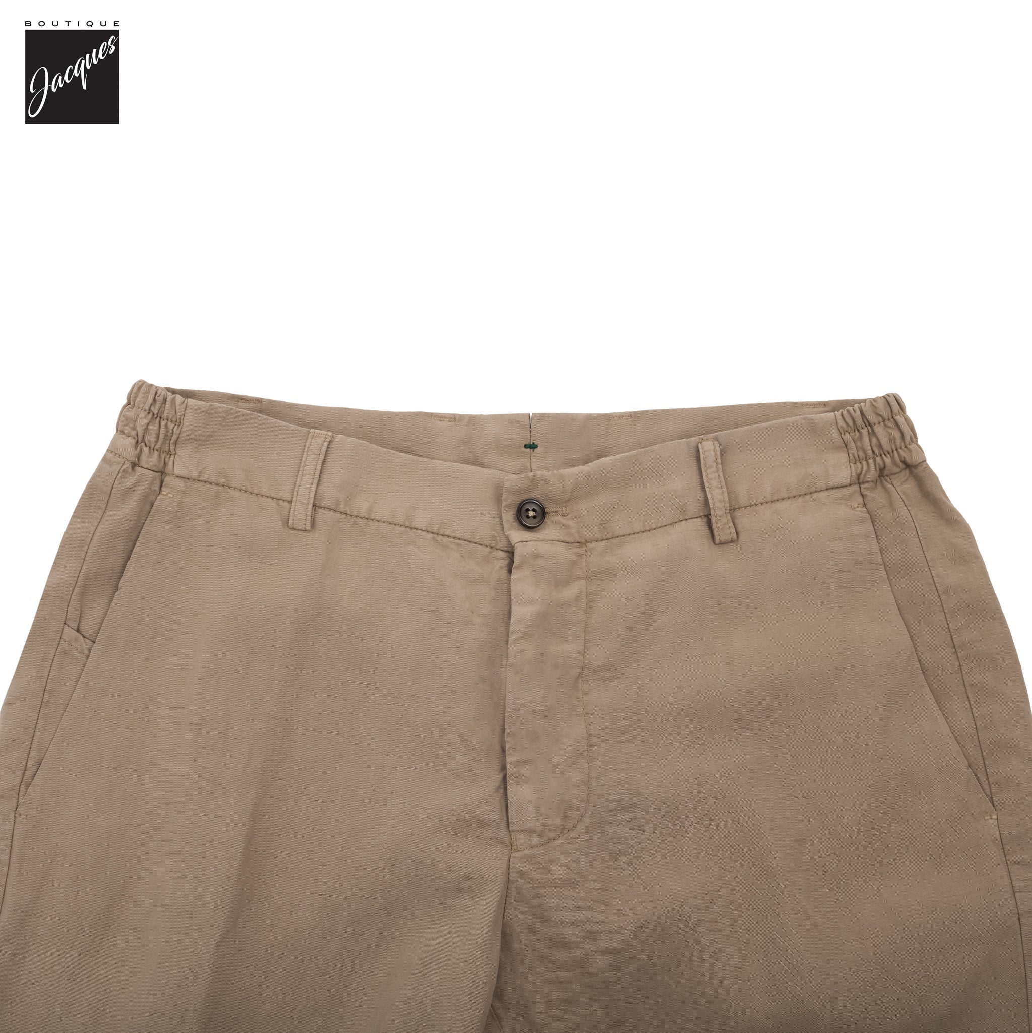 Butternut Beige Lyocell-Linen Elax Bermuda Shorts - Berwich - Boutique Jacques International
