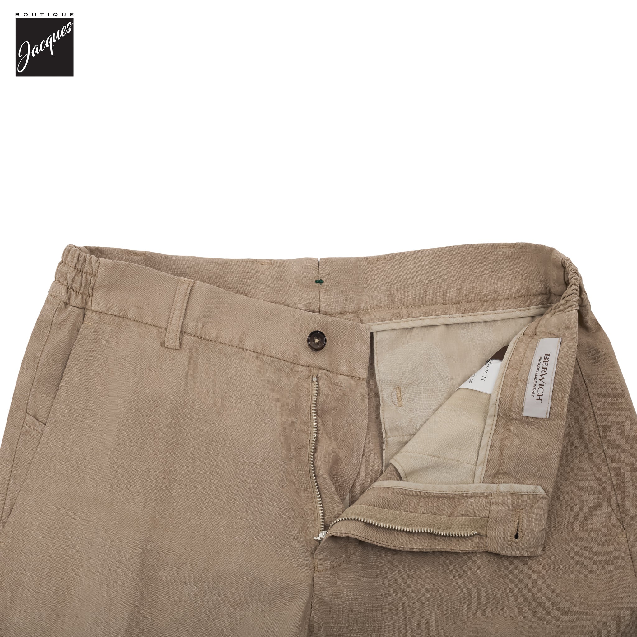 Butternut Beige Lyocell-Linen Elax Bermuda Shorts - Berwich - Boutique Jacques International