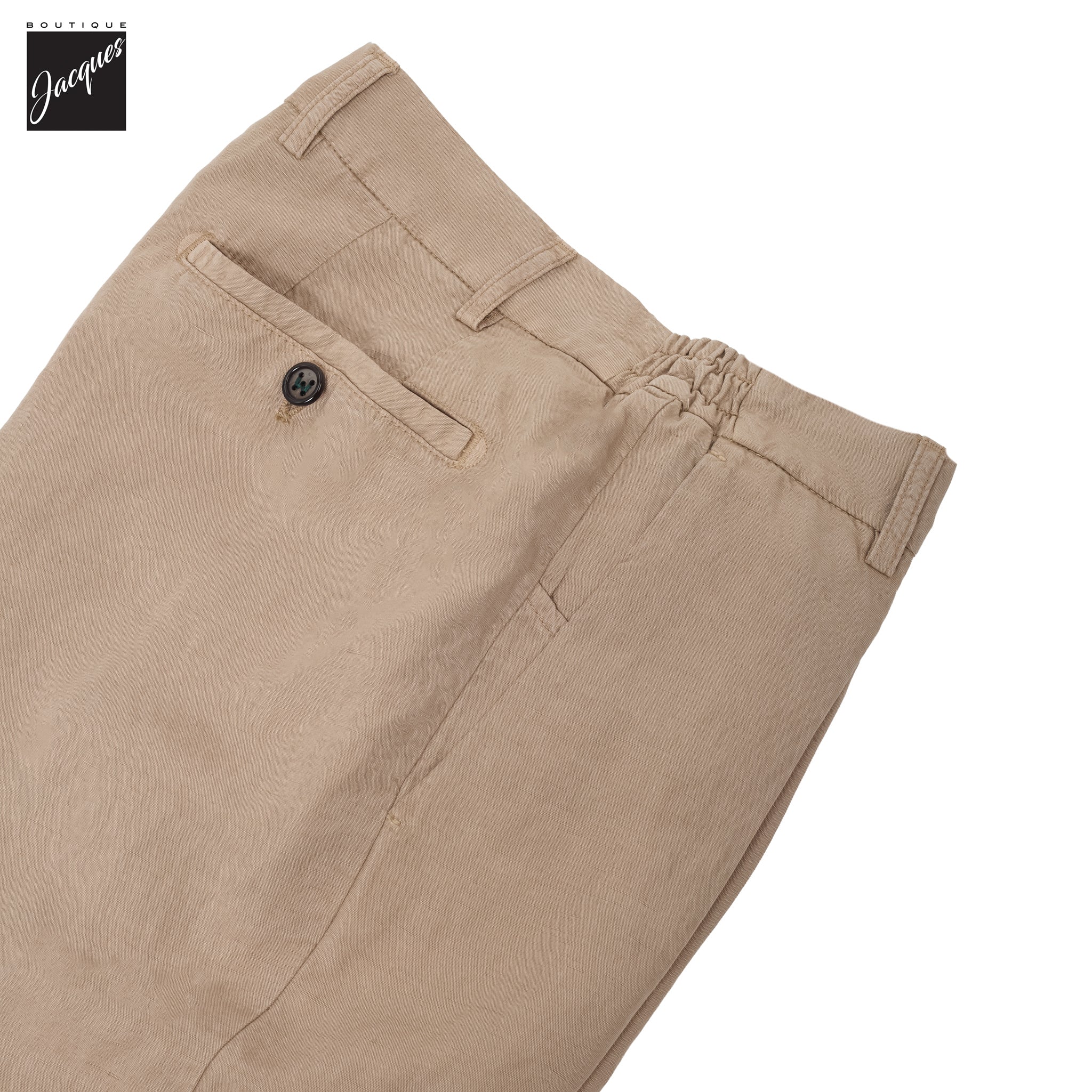 Butternut Beige Lyocell-Linen Elax Bermuda Shorts - Berwich - Boutique Jacques International