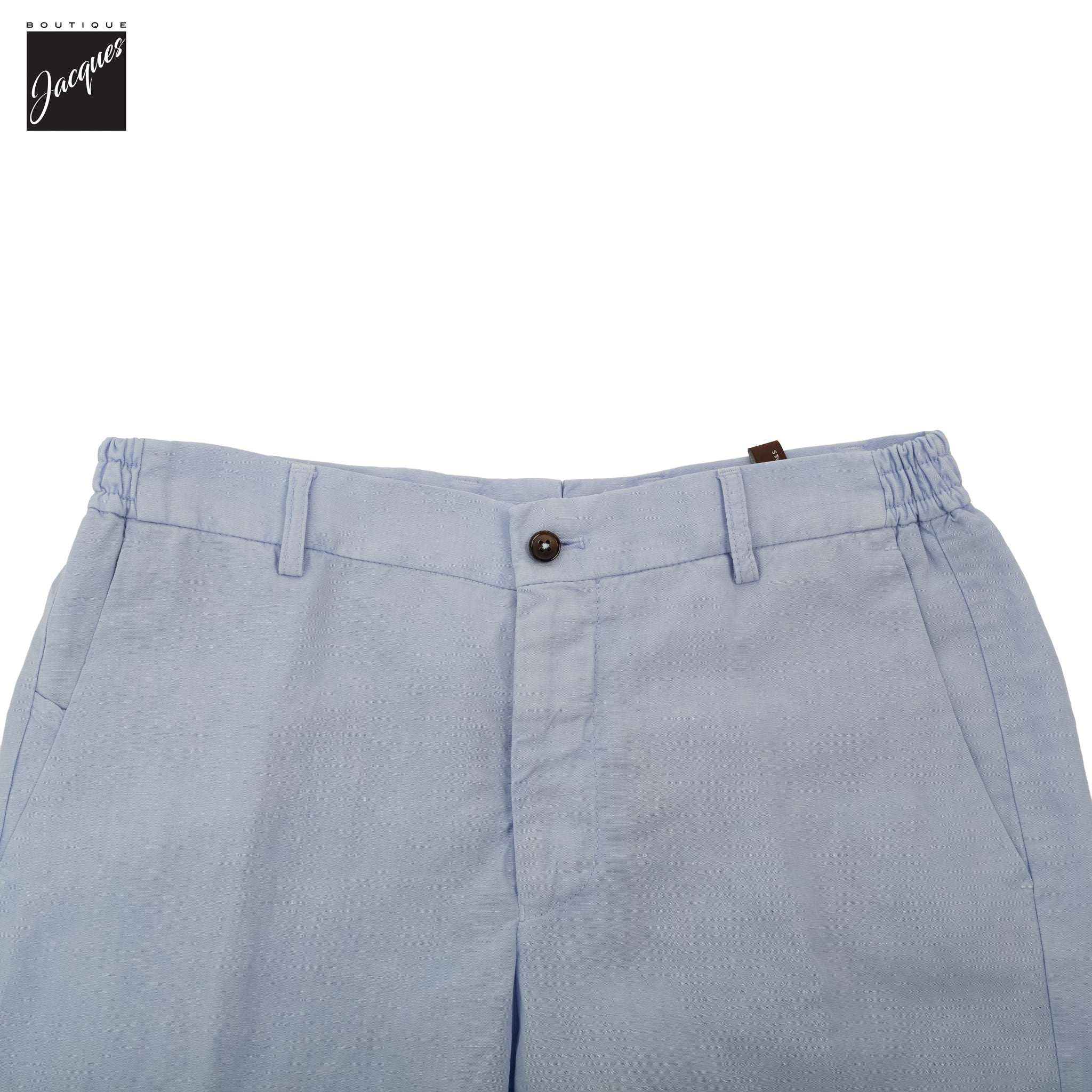 Light Azzurro Blue Lyocell-Linen Elax Bermuda Shorts - Berwich - Boutique Jacques International