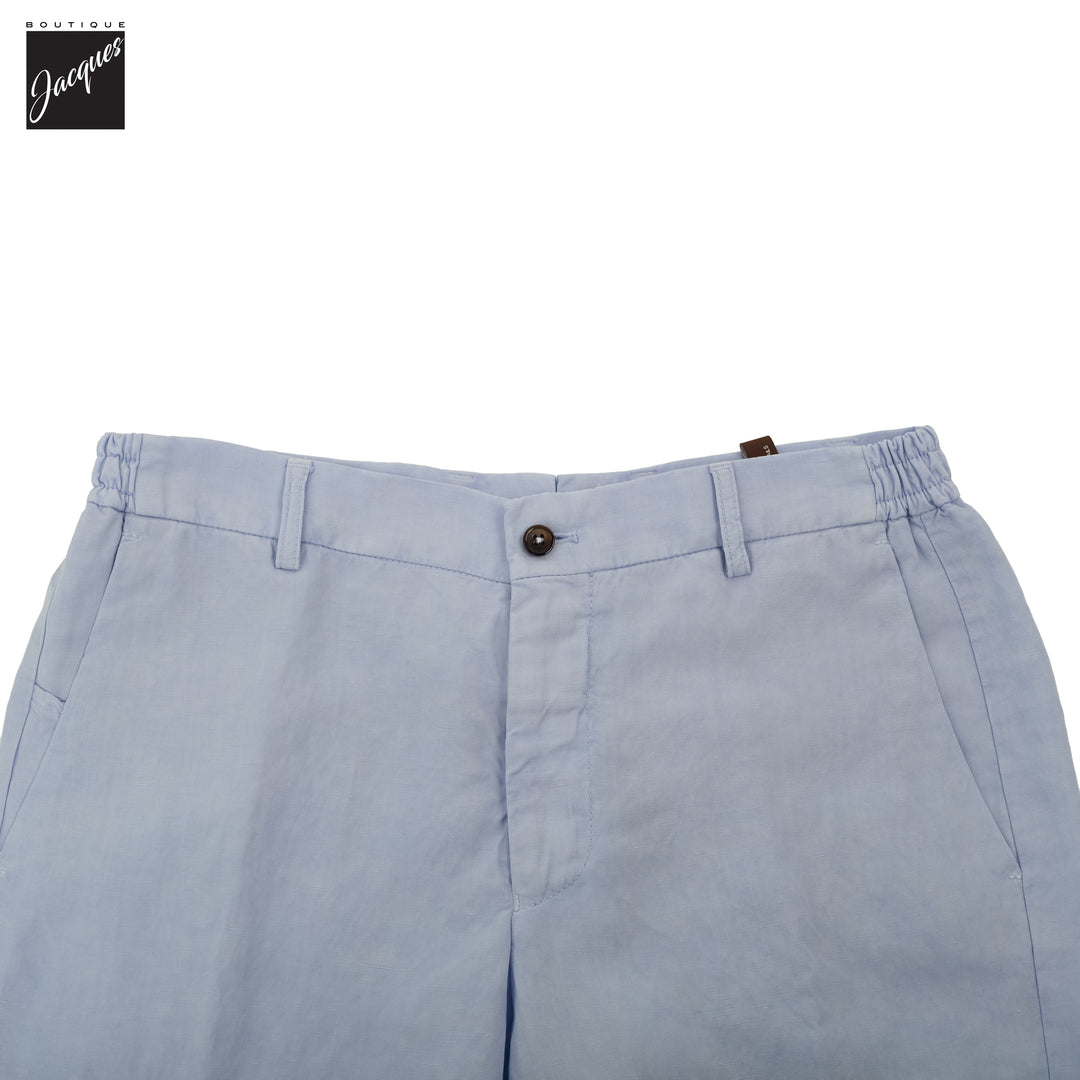 Light Azzurro Blue Lyocell-Linen Elax Bermuda Shorts - Berwich - Boutique Jacques International