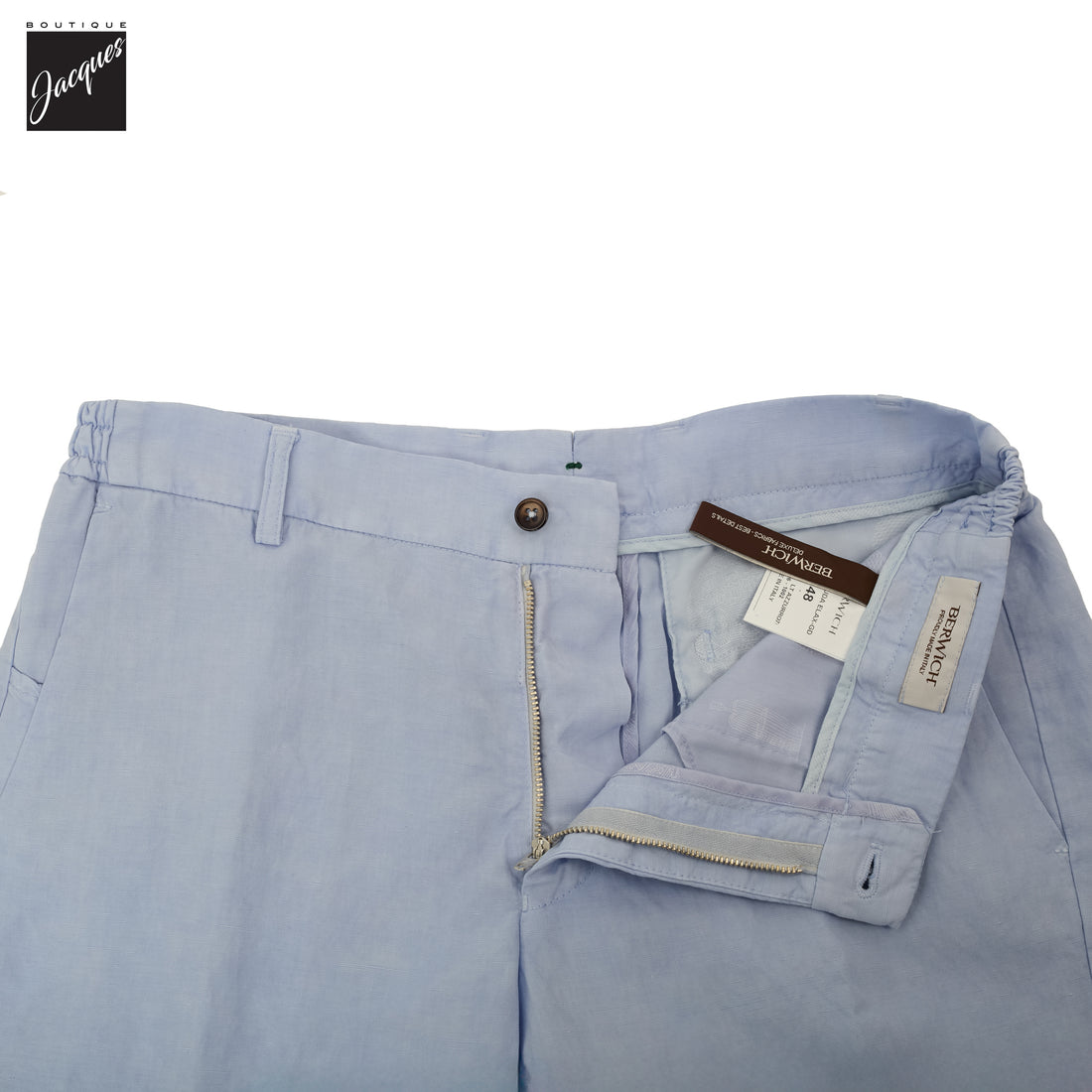 Light Azzurro Blue Lyocell-Linen Elax Bermuda Shorts - Berwich - Boutique Jacques International