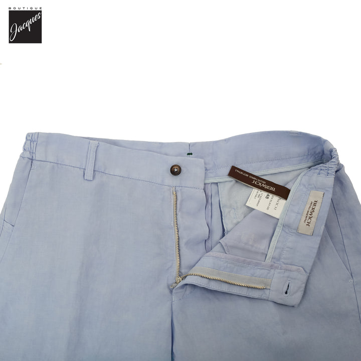 Light Azzurro Blue Lyocell-Linen Elax Bermuda Shorts - Berwich - Boutique Jacques International