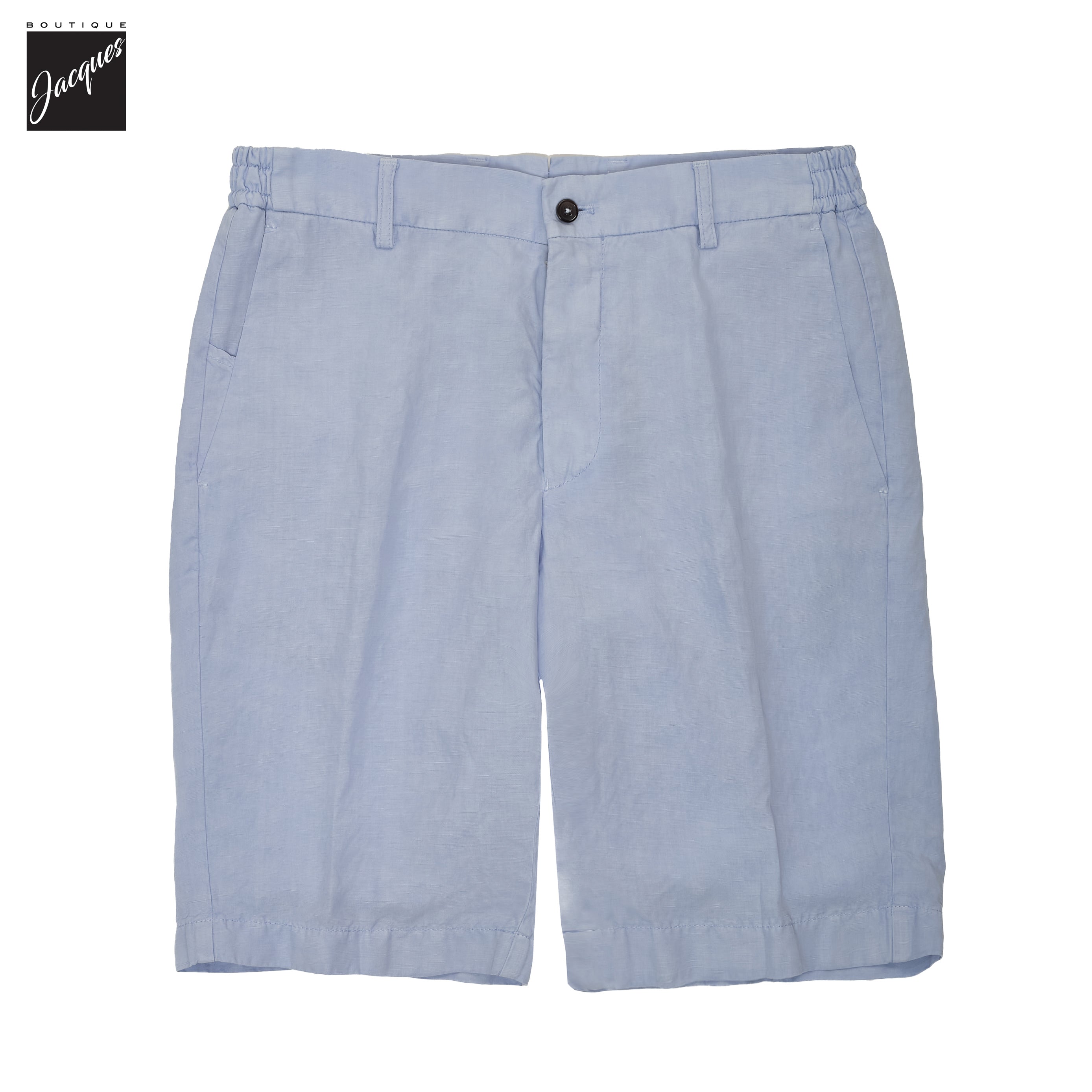 Light Azzurro Blue Lyocell-Linen Elax Bermuda Shorts - Berwich - Boutique Jacques International