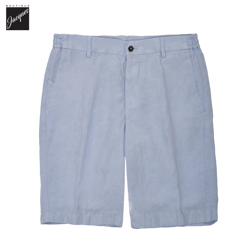 Light Azzurro Blue Lyocell-Linen Elax Bermuda Shorts - Berwich - Boutique Jacques International