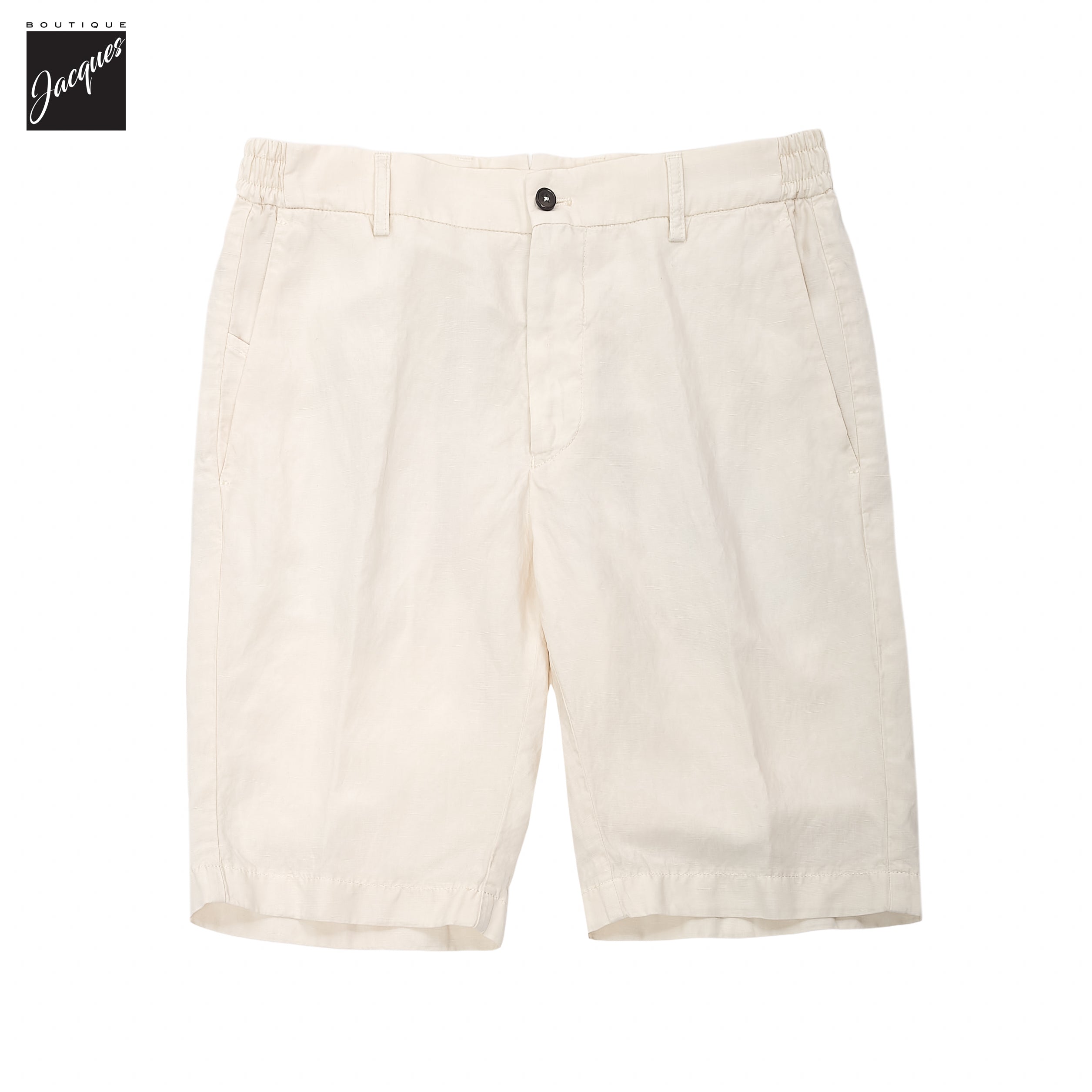 Latte Cream Lyocell-Linen Elax Bermuda Shorts - Berwich - Boutique Jacques International