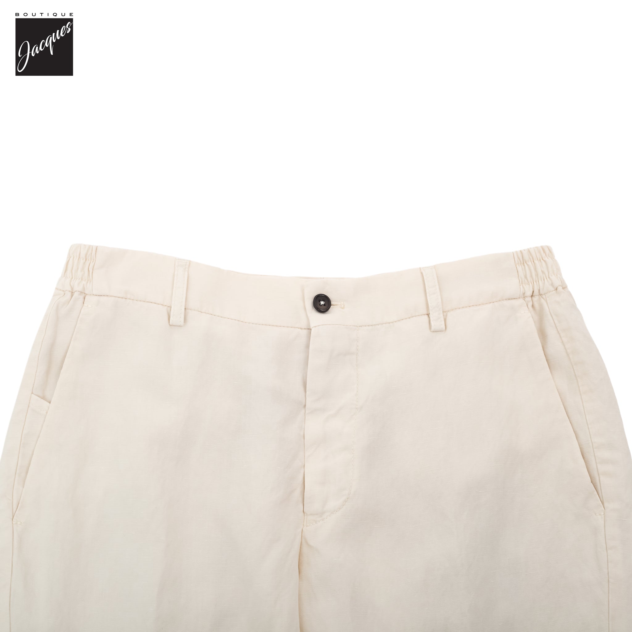 Latte Cream Lyocell-Linen Elax Bermuda Shorts - Berwich - Boutique Jacques International
