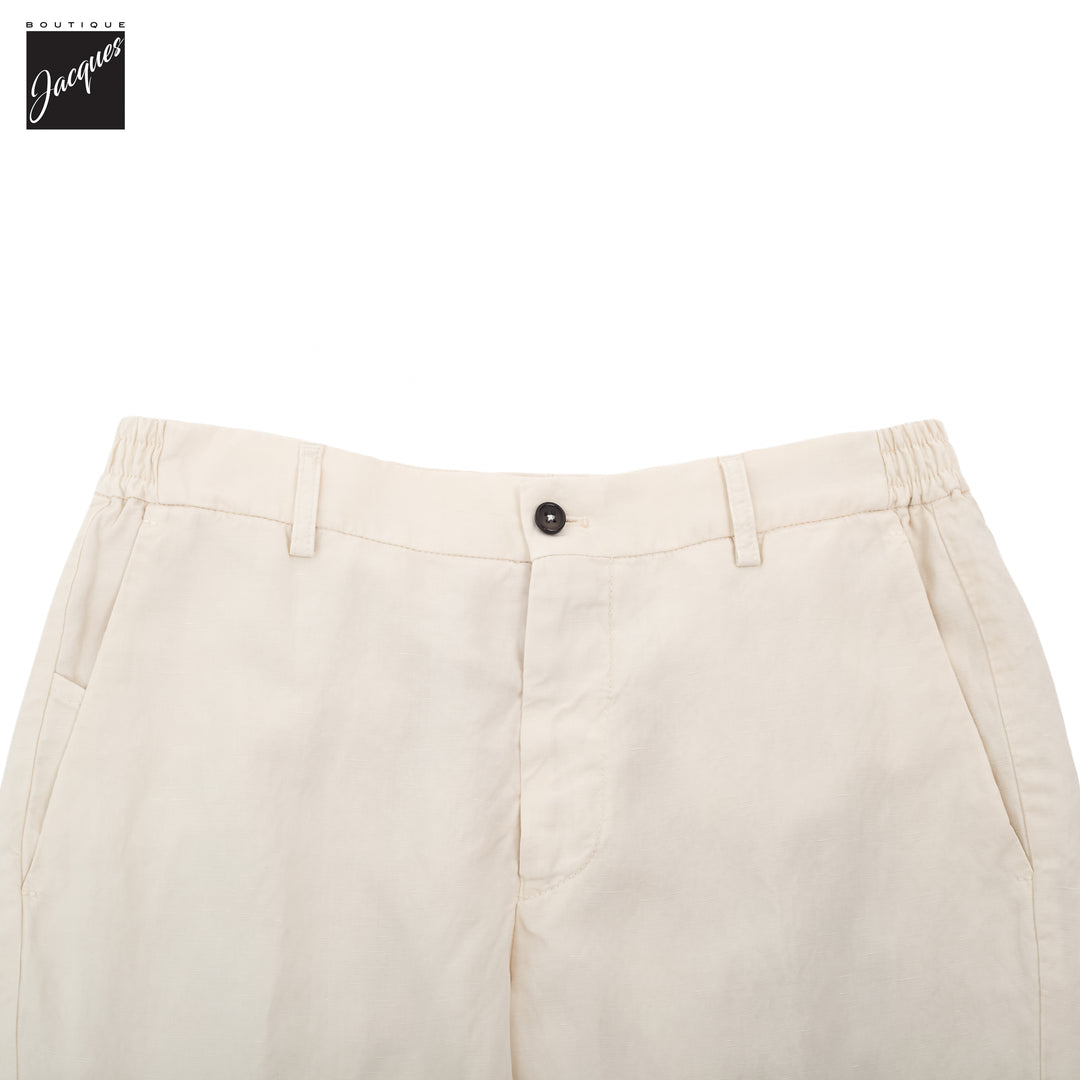 Latte Cream Lyocell-Linen Elax Bermuda Shorts - Berwich - Boutique Jacques International