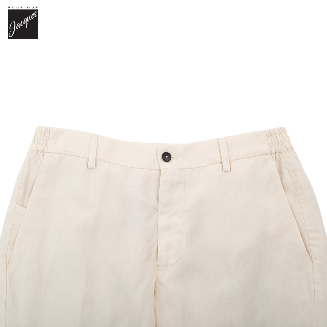 Latte Cream Lyocell-Linen Elax Bermuda Shorts - Berwich - Boutique Jacques International