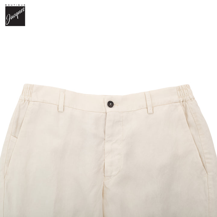 Latte Cream Lyocell-Linen Elax Bermuda Shorts - Berwich - Boutique Jacques International