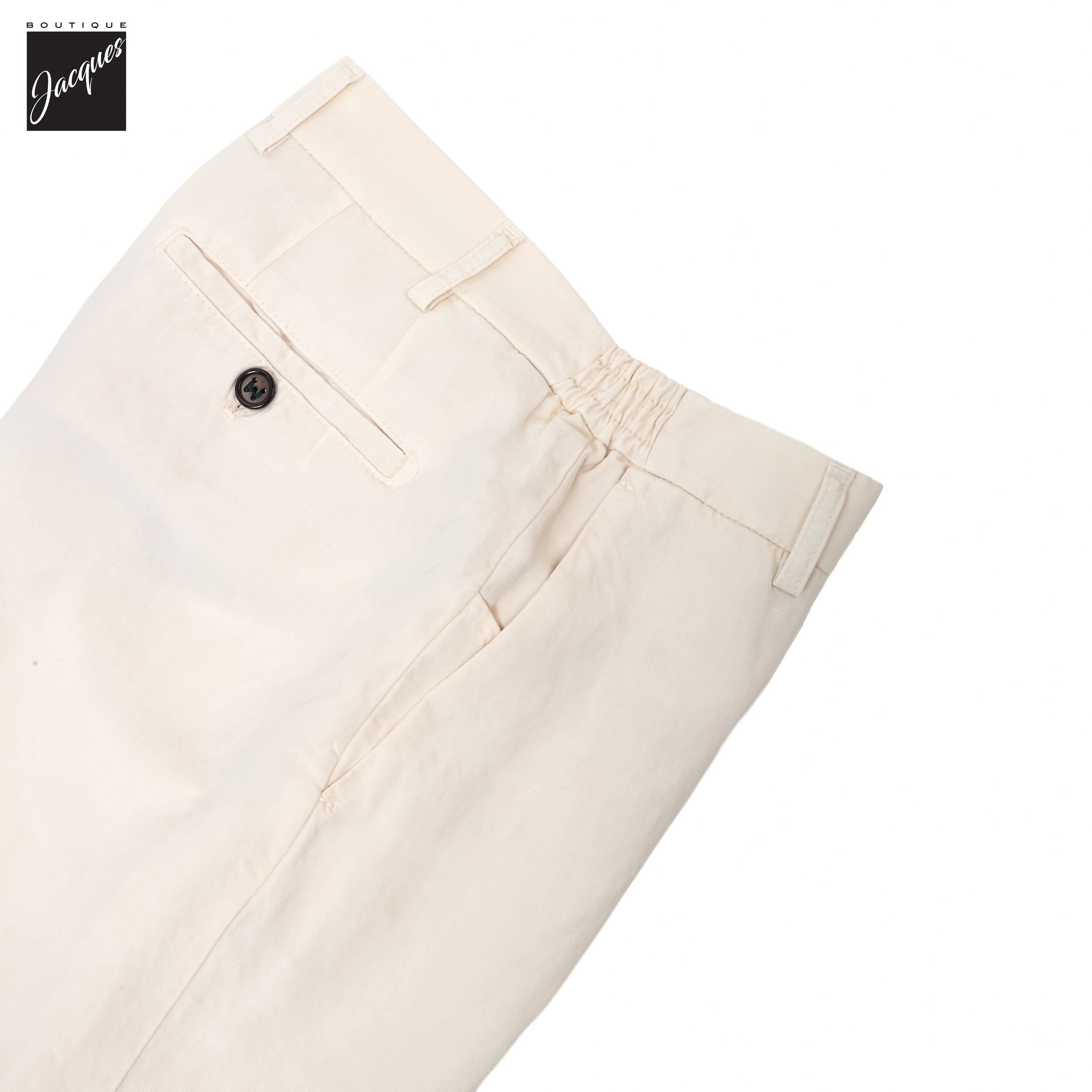 Latte Cream Lyocell-Linen Elax Bermuda Shorts - Berwich - Boutique Jacques International