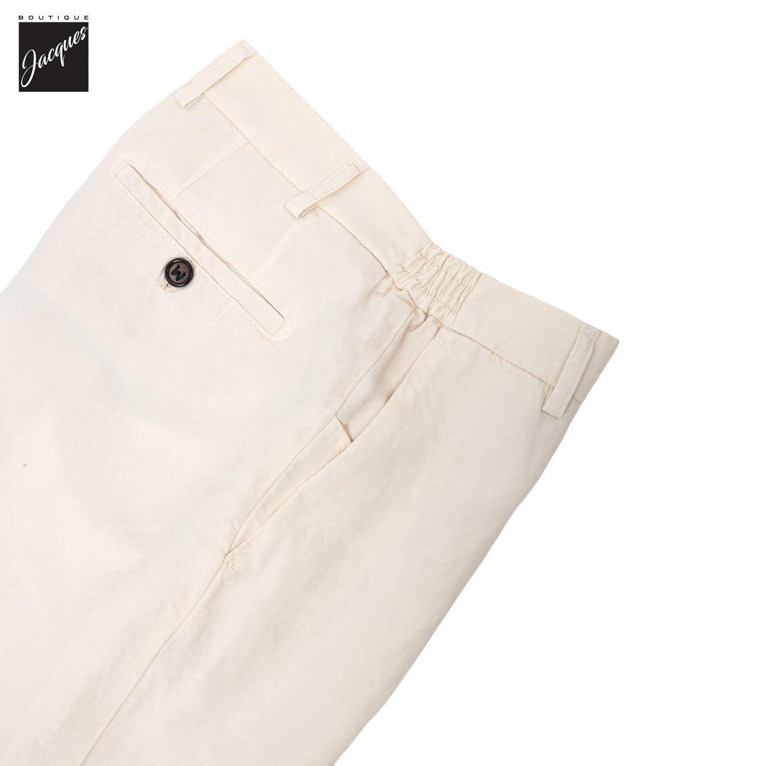 Latte Cream Lyocell-Linen Elax Bermuda Shorts - Berwich - Boutique Jacques International