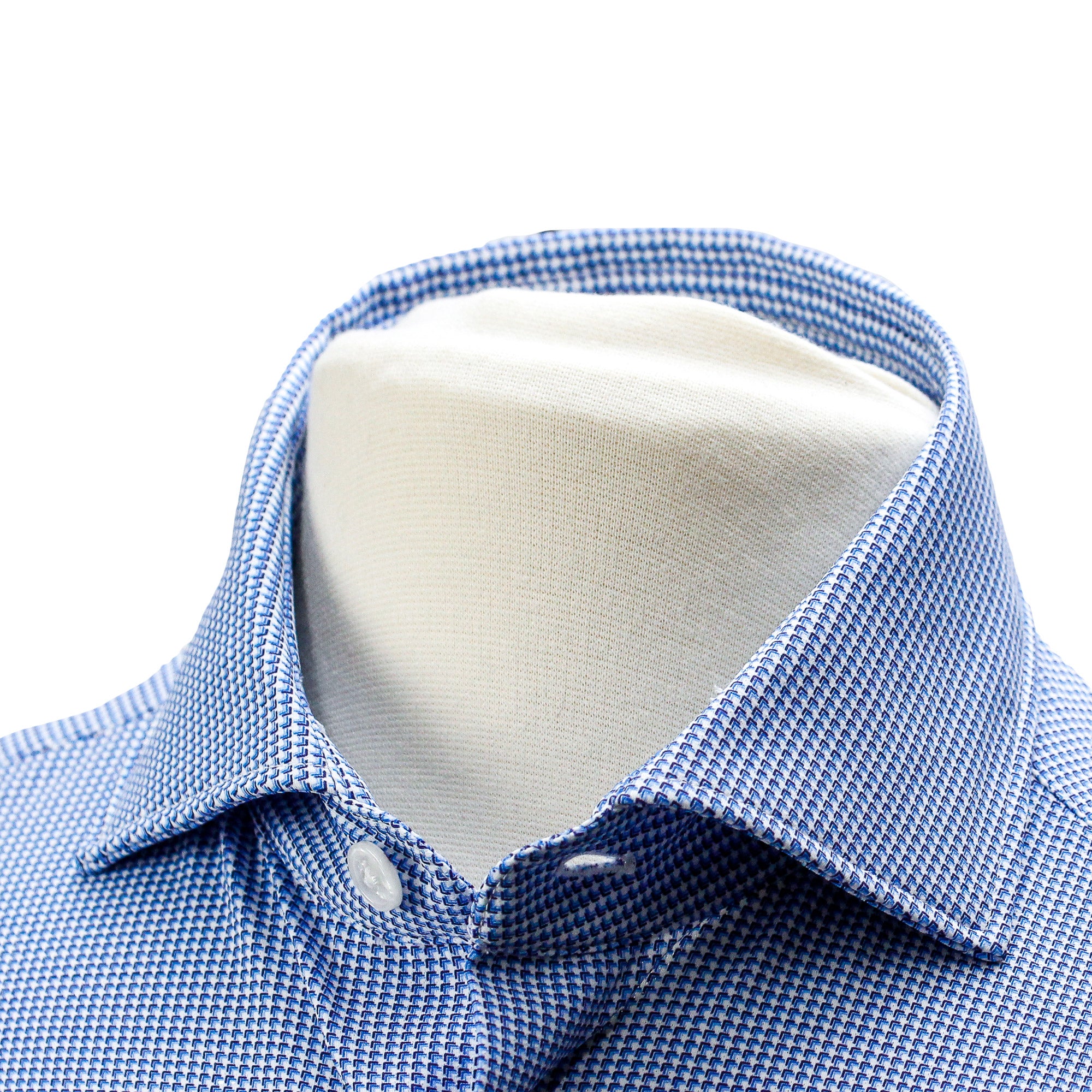 Mid Blue Micro Pattern Casual Slim Fit Woven Stretch Shirt - Orian