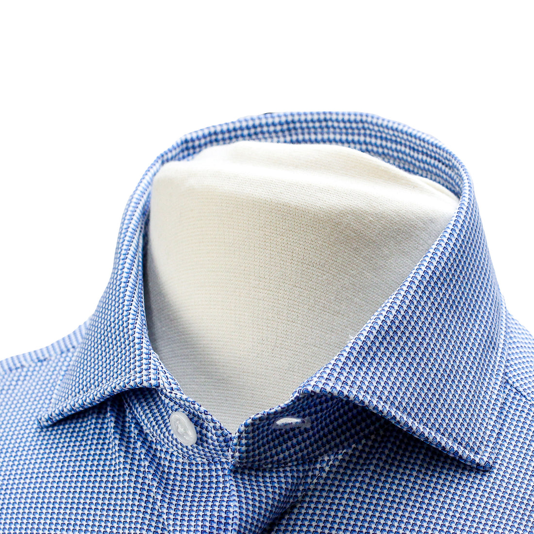 Mid Blue Micro Pattern Casual Slim Fit Woven Stretch Shirt - Orian