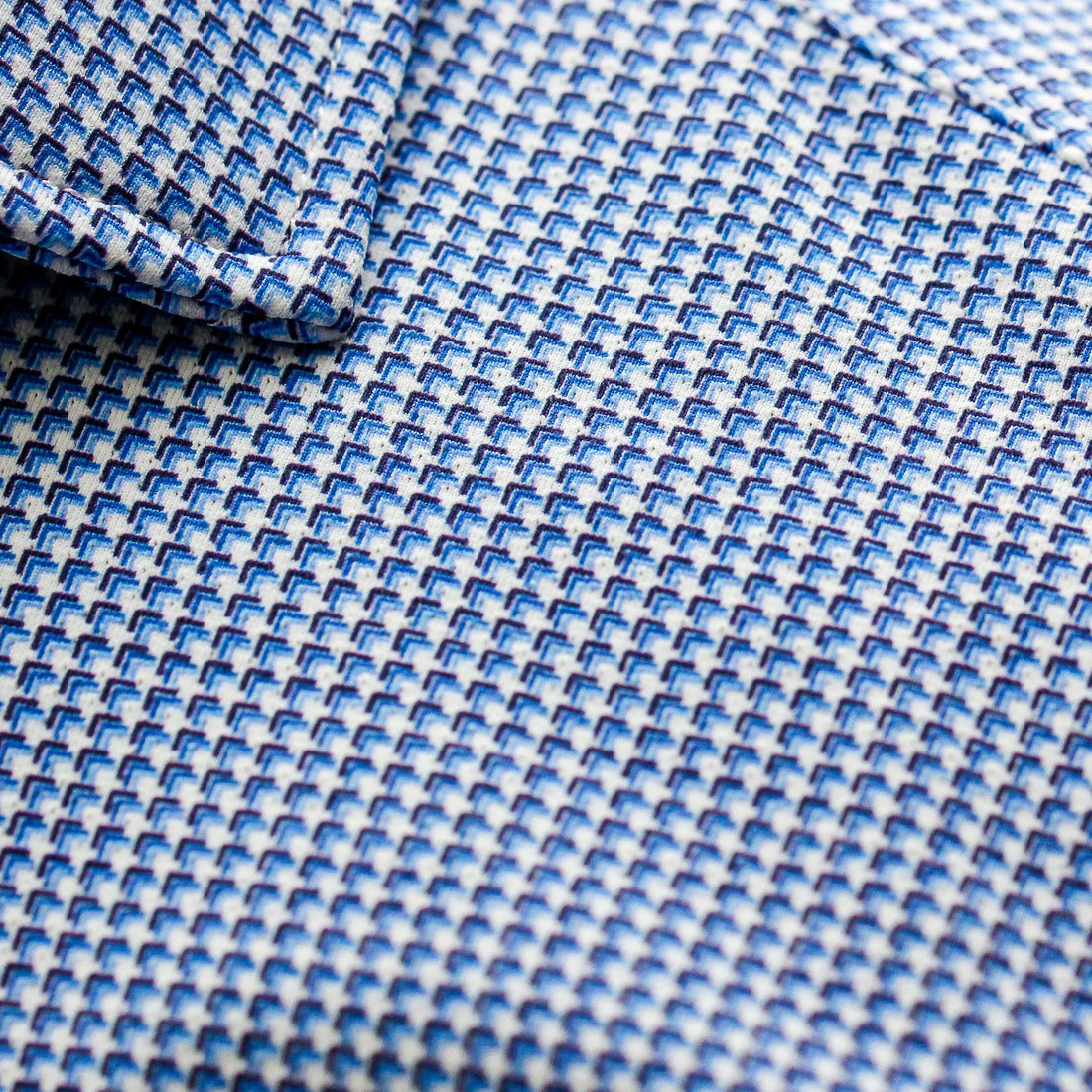 Mid Blue Micro Pattern Casual Slim Fit Woven Stretch Shirt - Orian