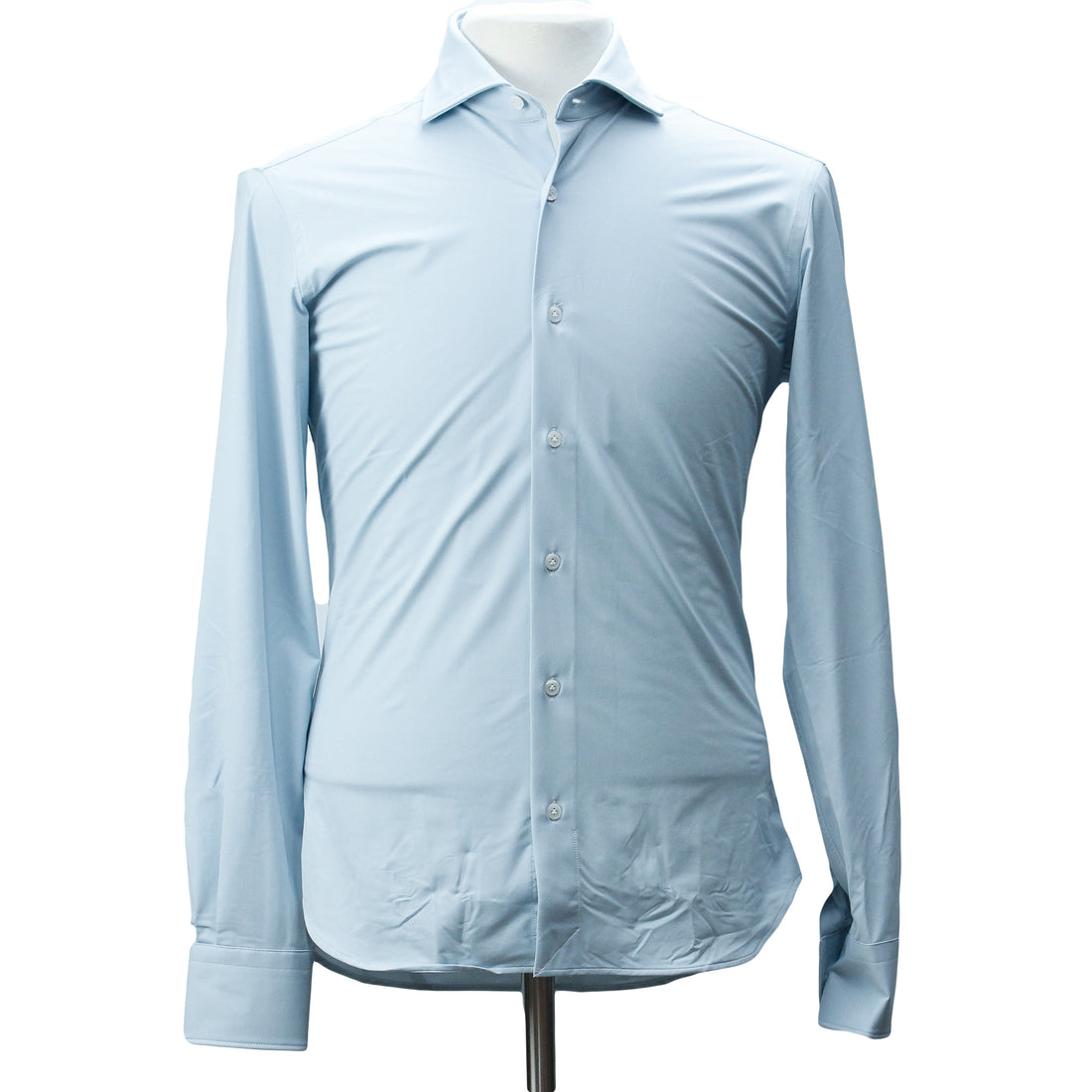 Light Blue Woven Jersey Stretch Slim Fit Shirt - Orian