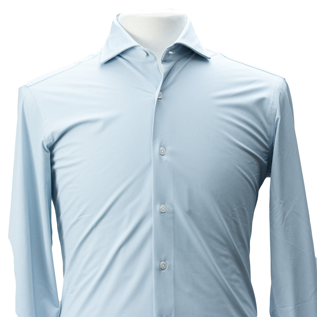 Light Blue Woven Jersey Stretch Slim Fit Shirt - Orian