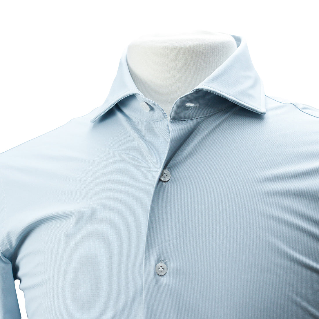 Light Blue Woven Jersey Stretch Slim Fit Shirt - Orian