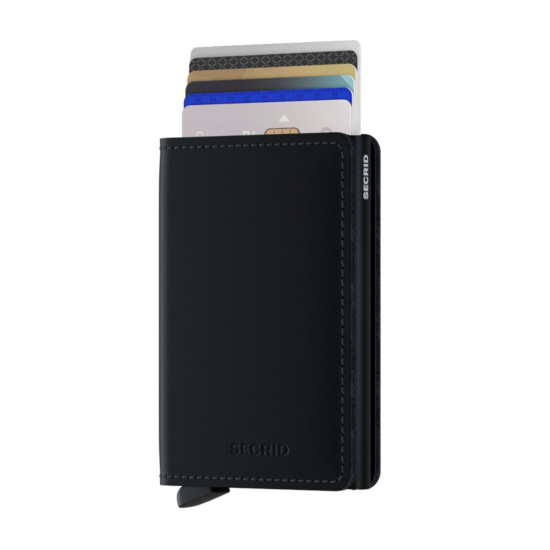 Matte Black Leather SlimWallet - Secrid - Boutique Jacques International