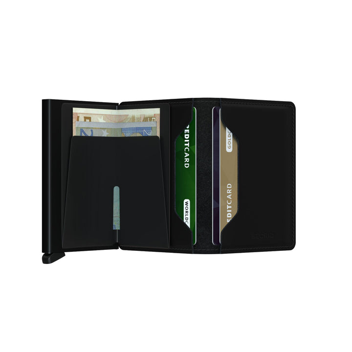 Matte Black Leather SlimWallet - Secrid - Boutique Jacques International