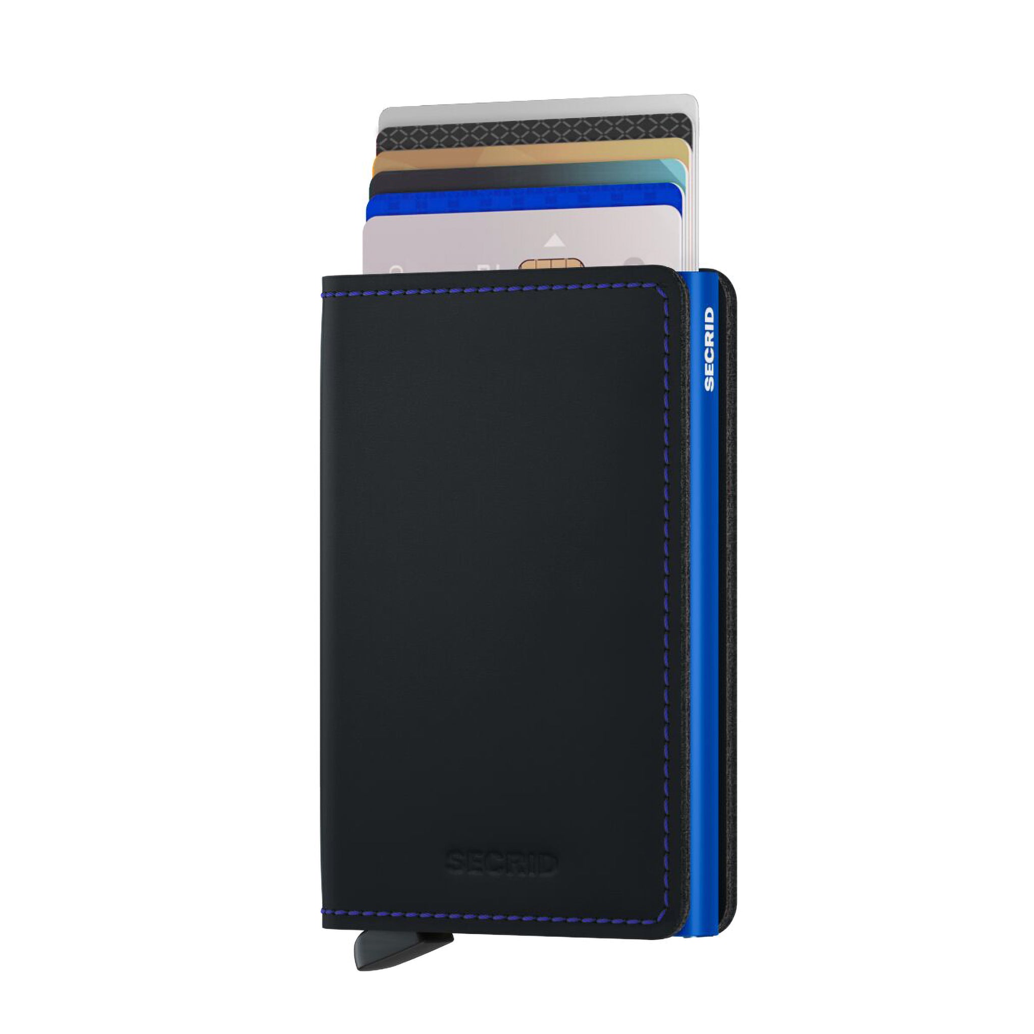Matte Black & Blue Leather SlimWallet - Secrid
