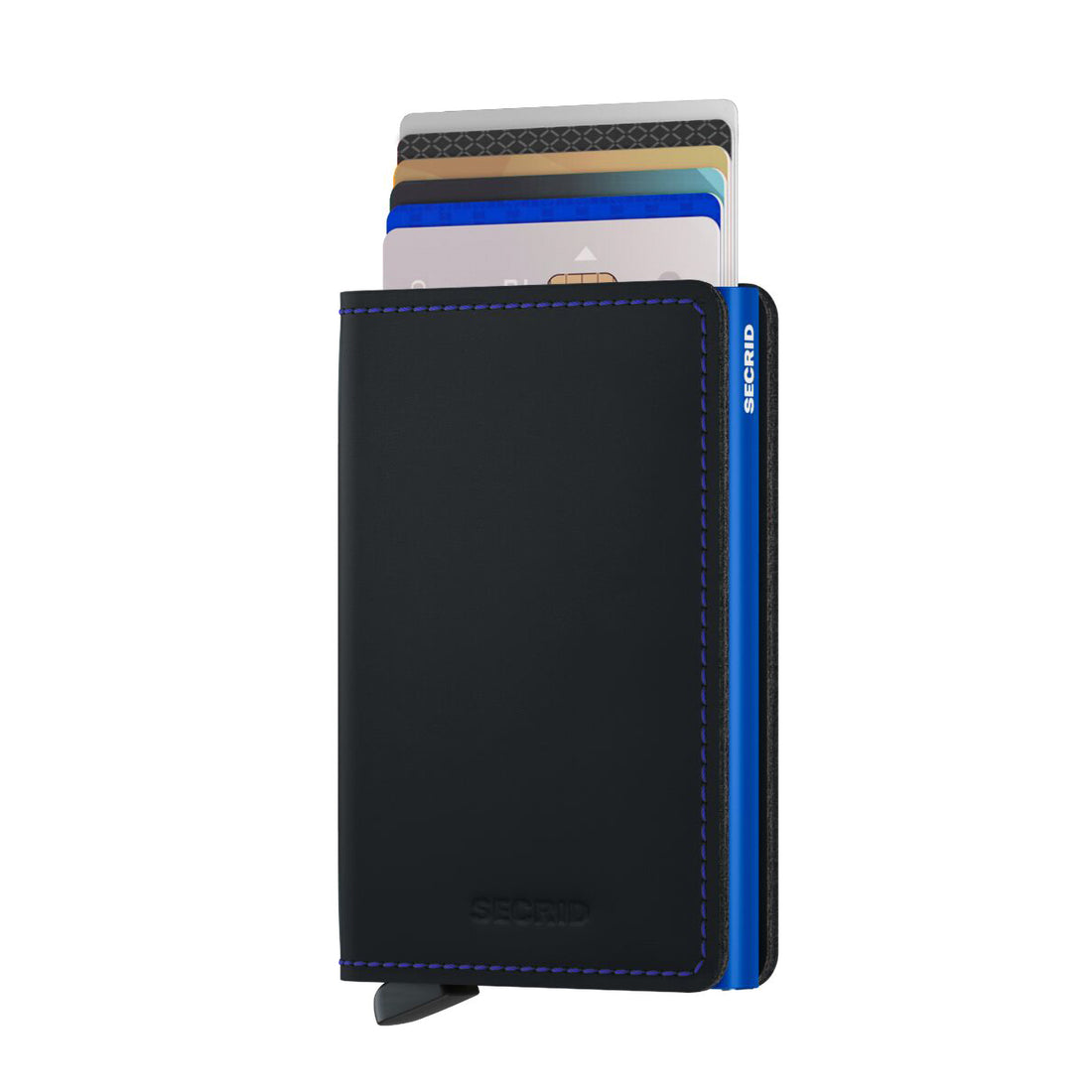 Matte Black & Blue Leather SlimWallet - Secrid