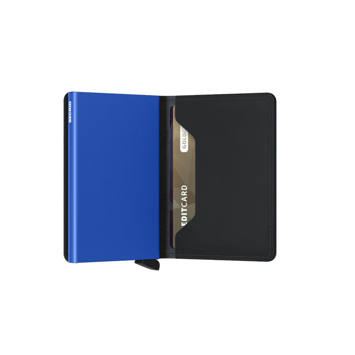 Matte Black & Blue Leather SlimWallet - Secrid - Boutique Jacques International