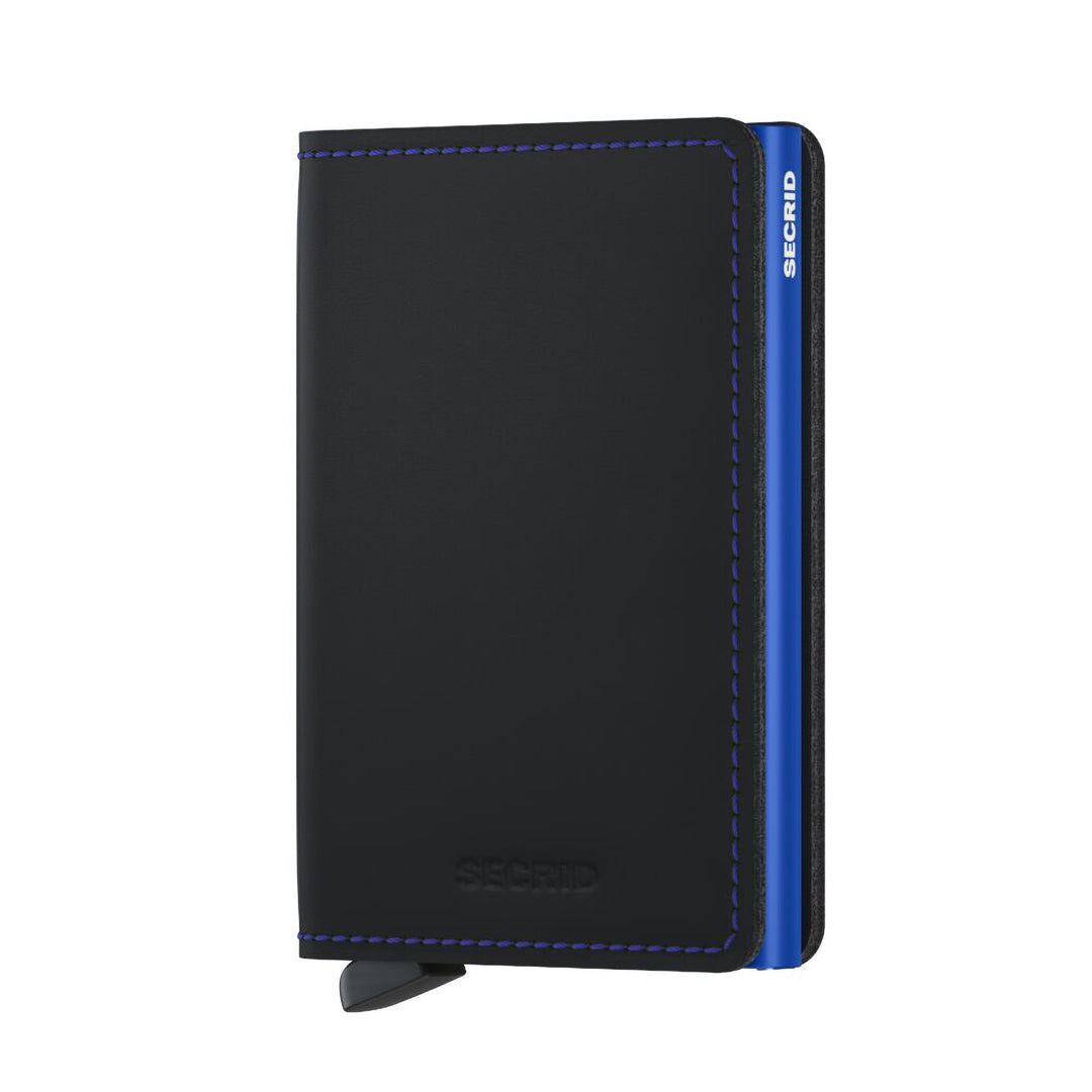 Matte Black & Blue Leather SlimWallet - Secrid - Boutique Jacques International