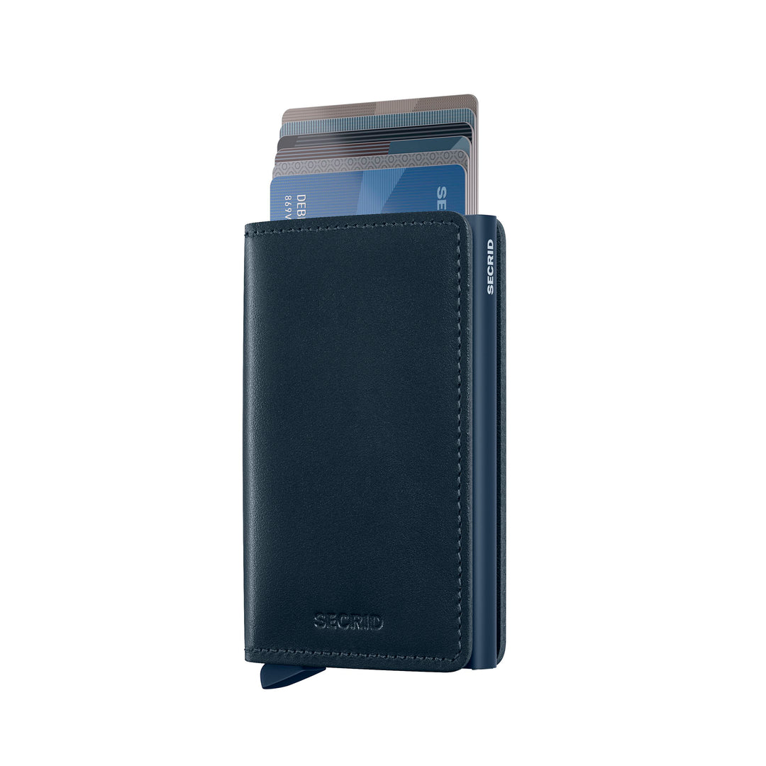 Original Navy-Navy Leather SlimWallet - Secrid - Boutique Jacques International
