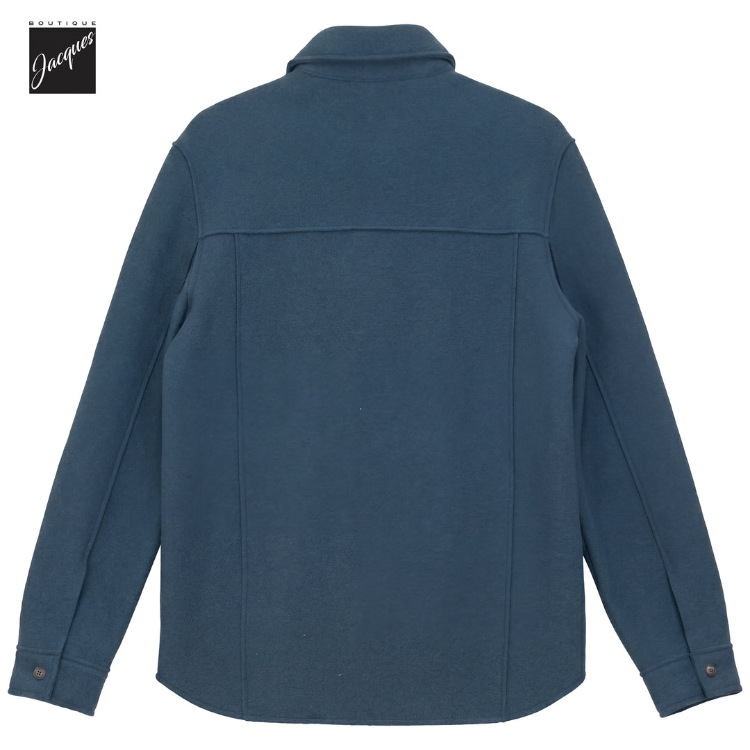 Dark Teal Green Boiled Wool Laser Cut Overshirt - Phil Petter