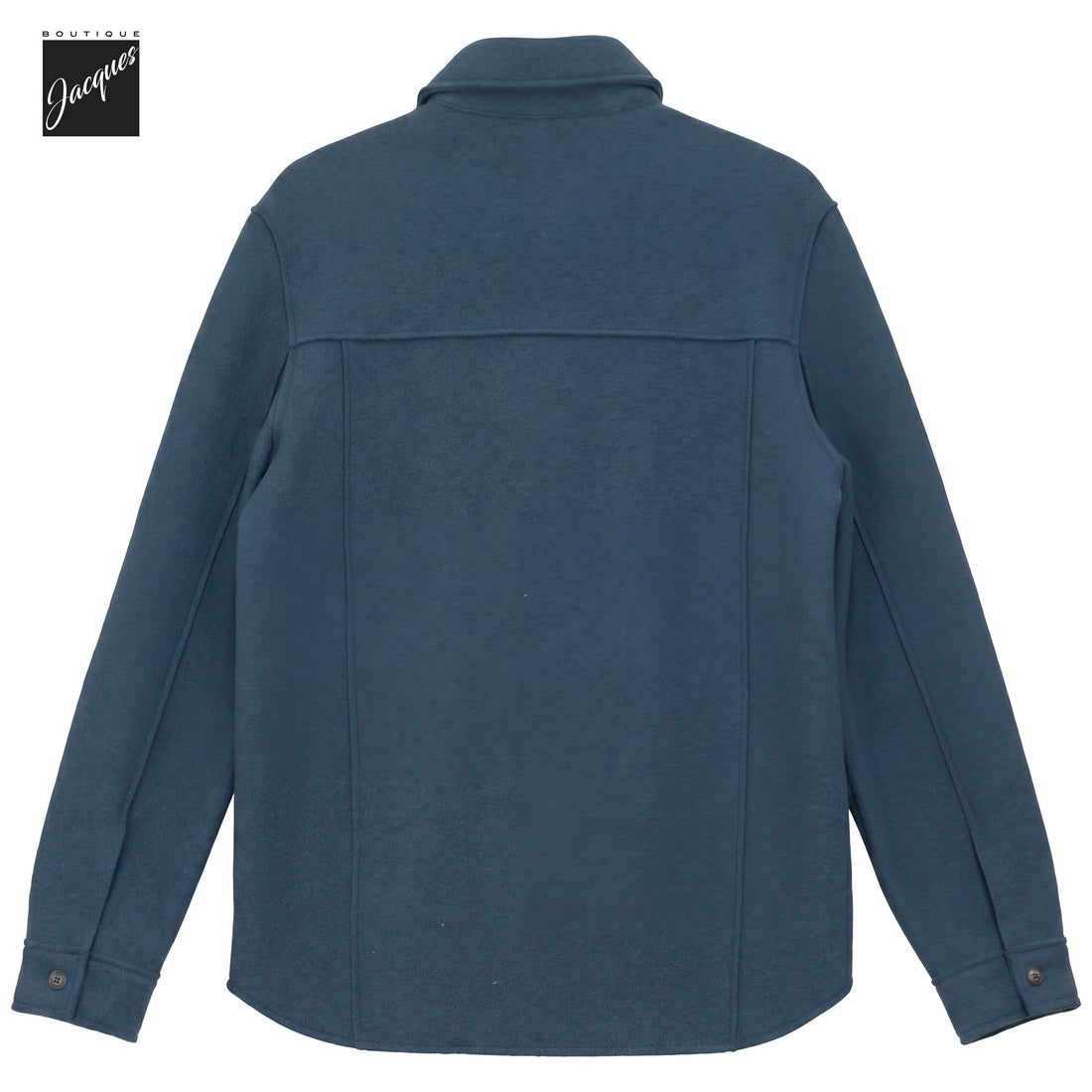 Dark teal green boiled wool laser-cut overshirt by Phil Petter, contemporary fit