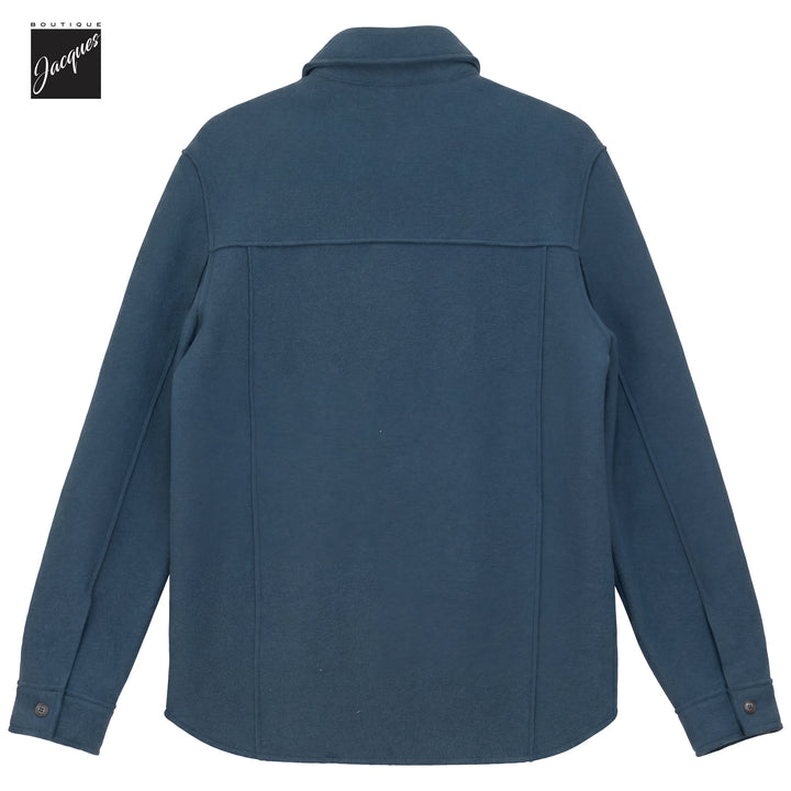 Dark Teal Green Boiled Wool Laser Cut Overshirt - Phil Petter