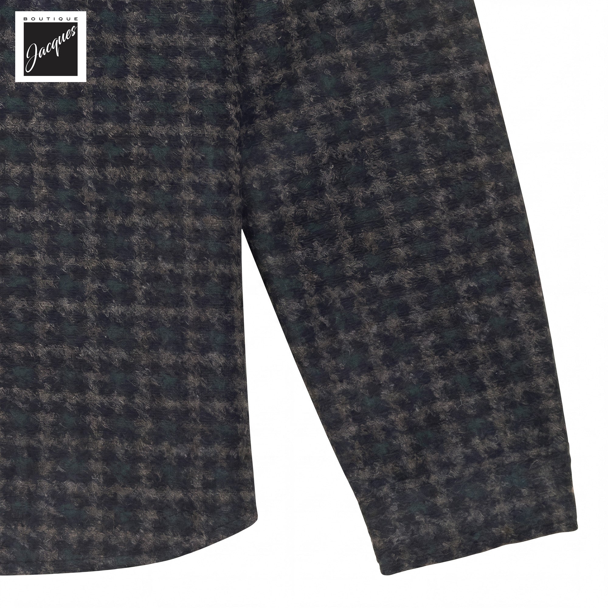 Brown and green houndstooth wool-cotton blend overshirt by Phil Petter