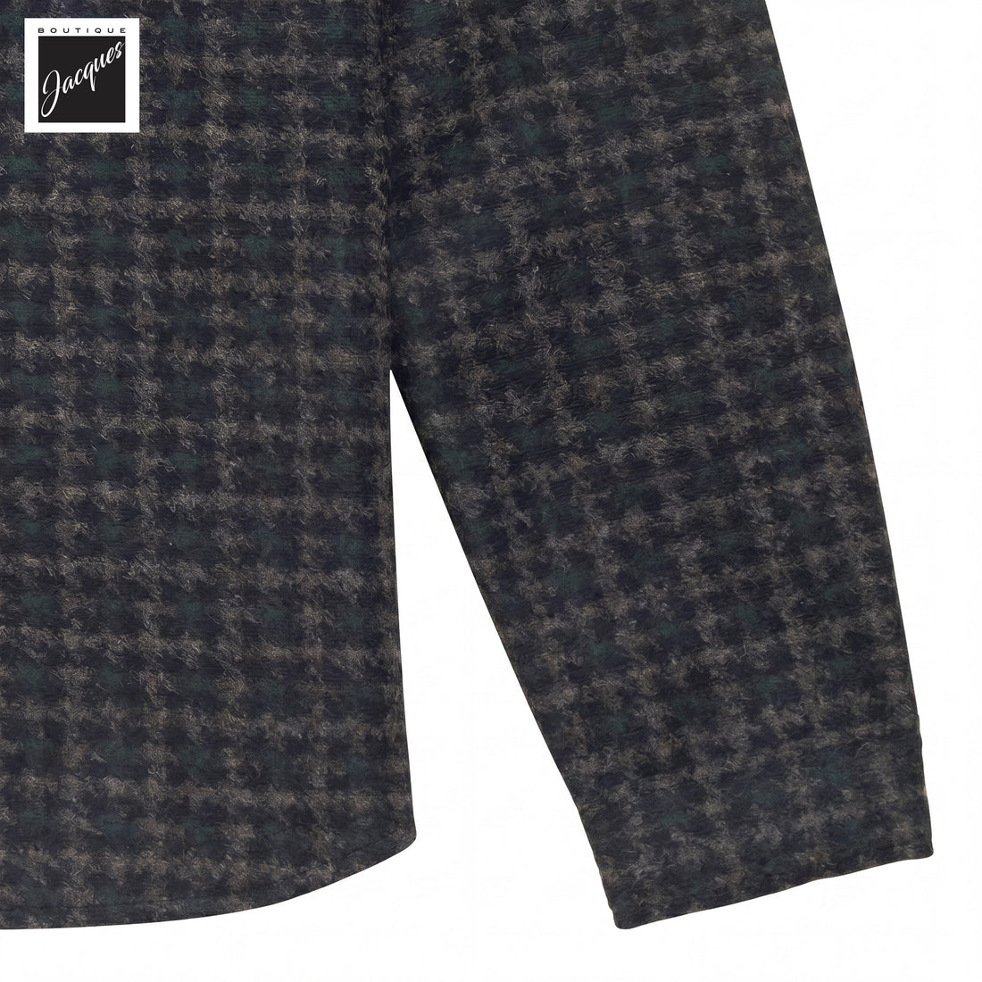 Brown and green houndstooth wool-cotton blend overshirt by Phil Petter