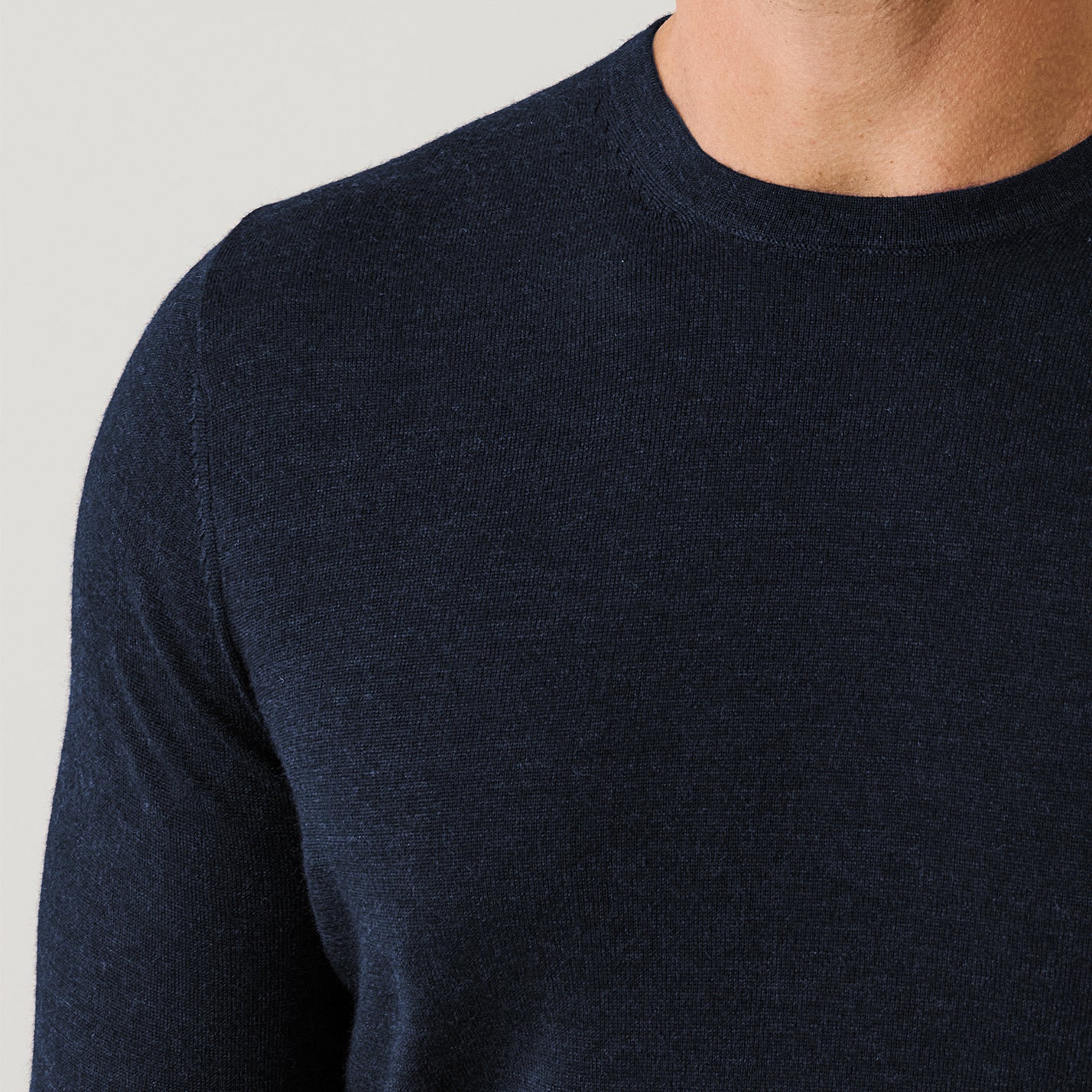 Midnight Mouliné Extra-Fine Merino Wool Crew Neck Sweater - Patrick Assaraf