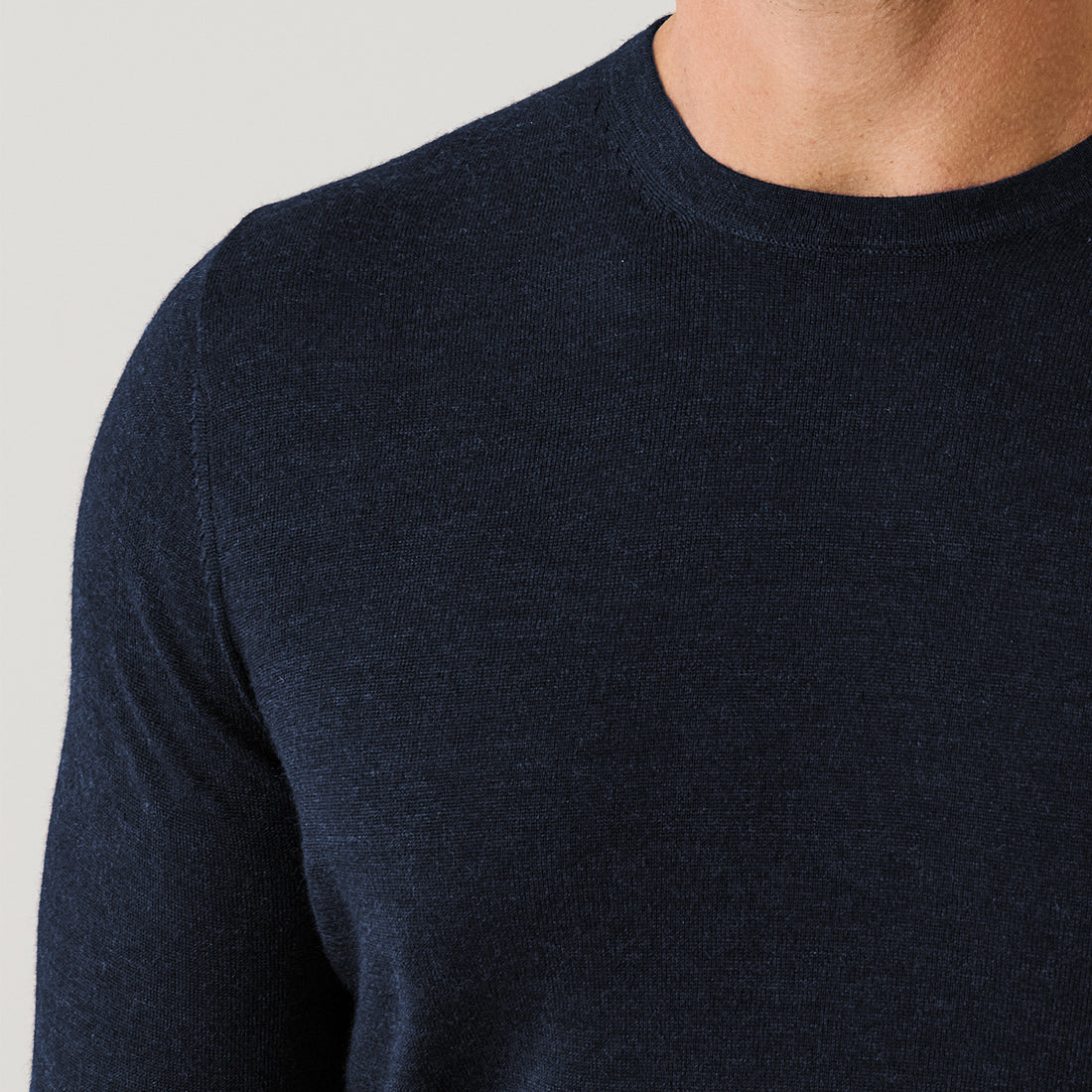 Midnight Mouliné Extra-Fine Merino Wool Crew Neck Sweater - Patrick Assaraf