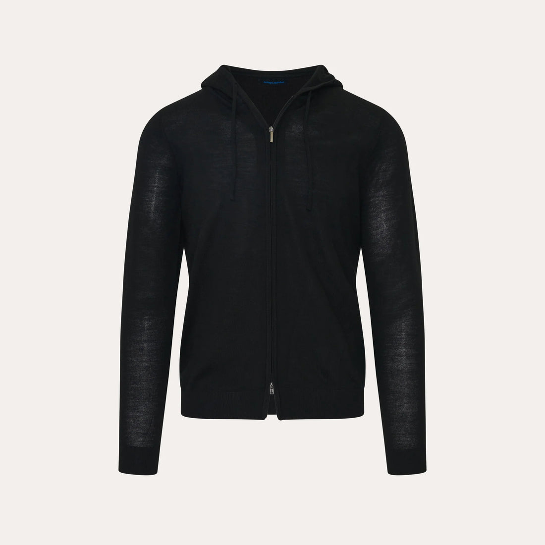 Black Extrafine Merino Wool Full-Zip Hoodie - Patrick Assaraf