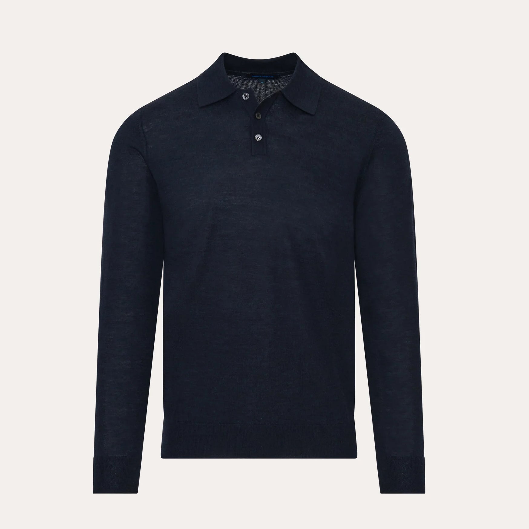 Mammoth Blue Extrafine Merino Wool Long Sleeve Button Polo - Patrick Assaraf