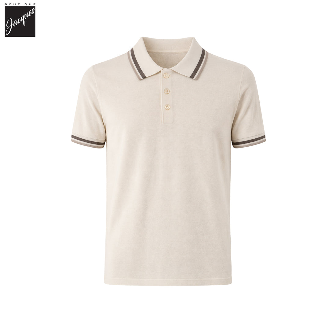 Snowflake Merino/Silk Tipped Button Polo - Patrick Assaraf - Boutique Jacques International