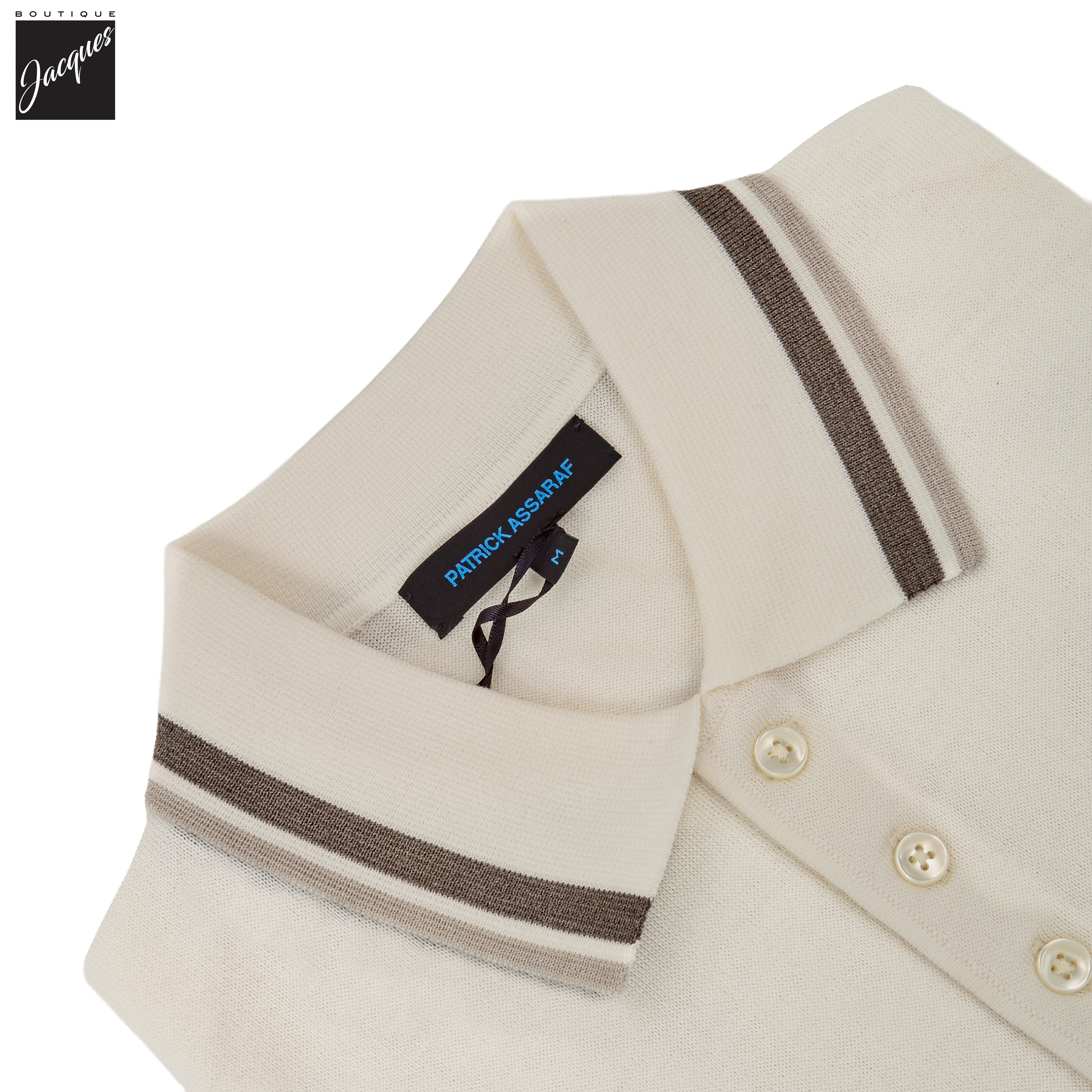 Snowflake Merino/Silk Tipped Button Polo - Patrick Assaraf - Boutique Jacques International