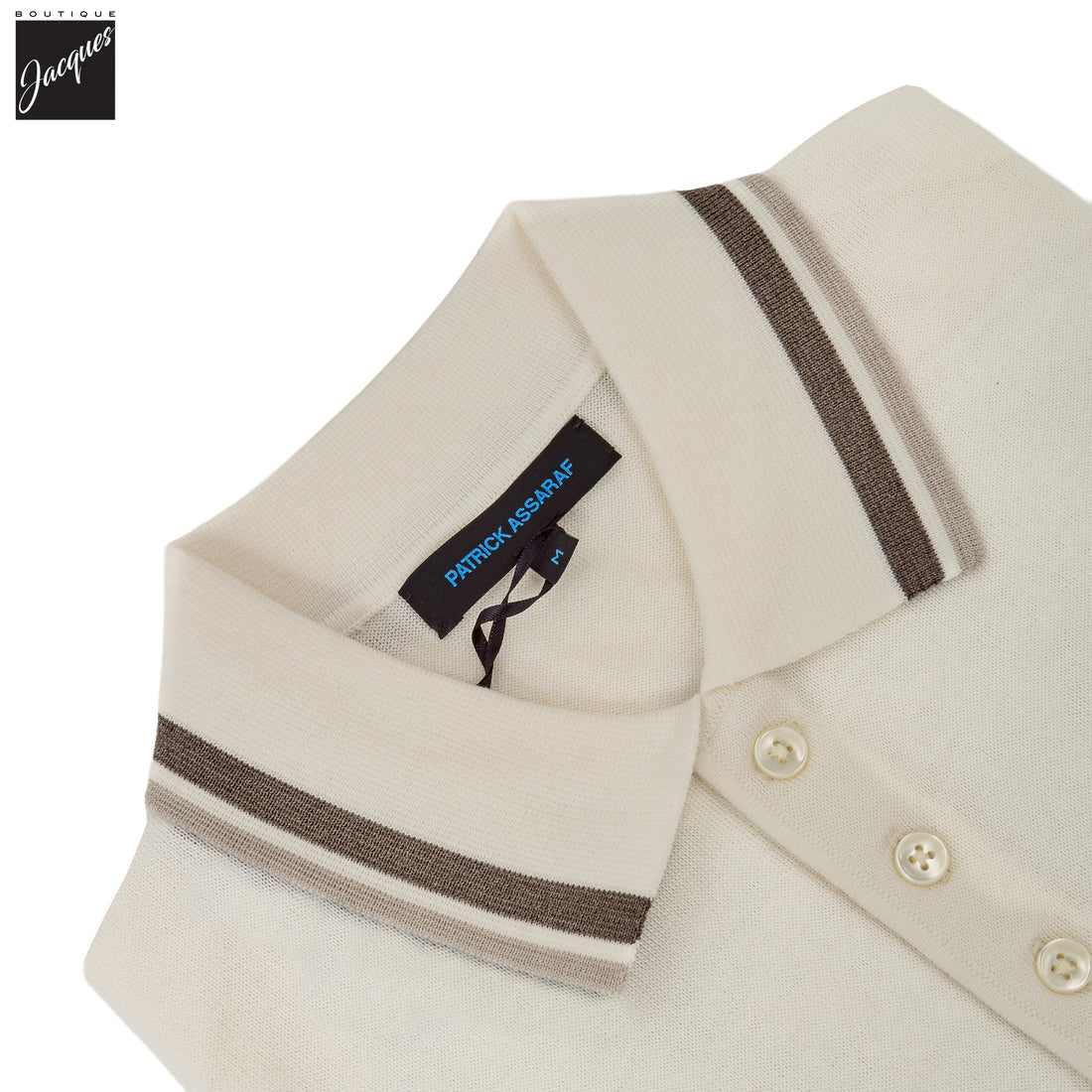 Snowflake Merino/Silk Tipped Button Polo - Patrick Assaraf - Boutique Jacques International