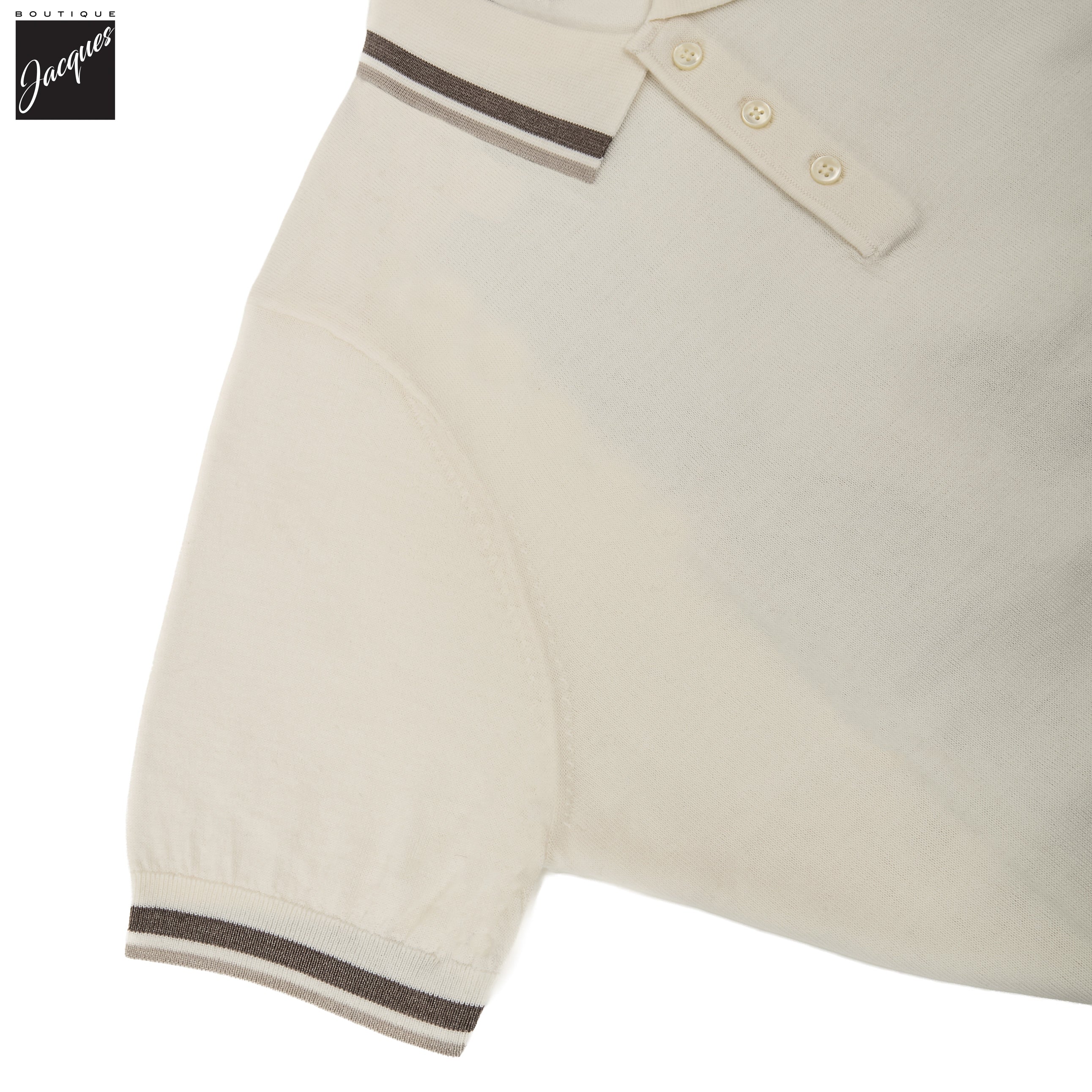 Snowflake Merino/Silk Tipped Button Polo - Patrick Assaraf - Boutique Jacques International