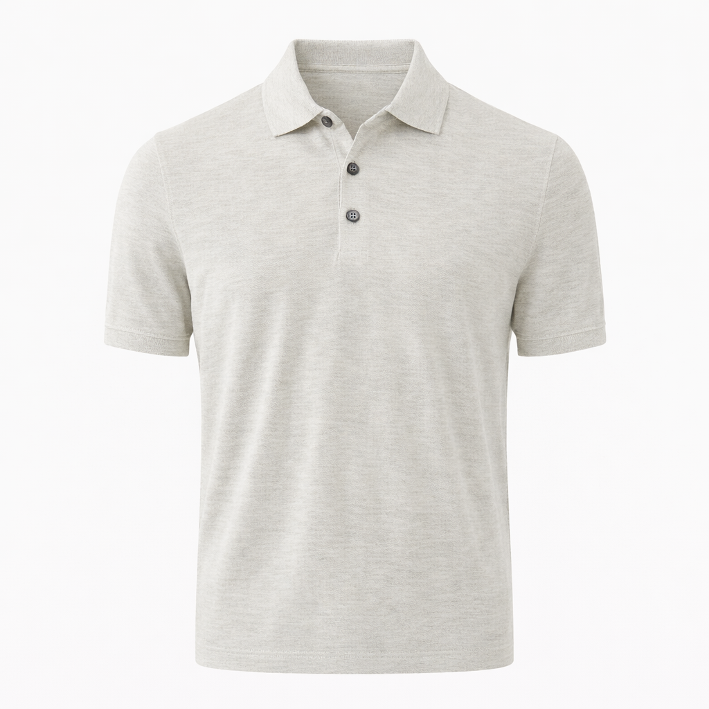 Drizzle Gray Cupro-Merino Knit Polo Shirt - Patrick Assaraf