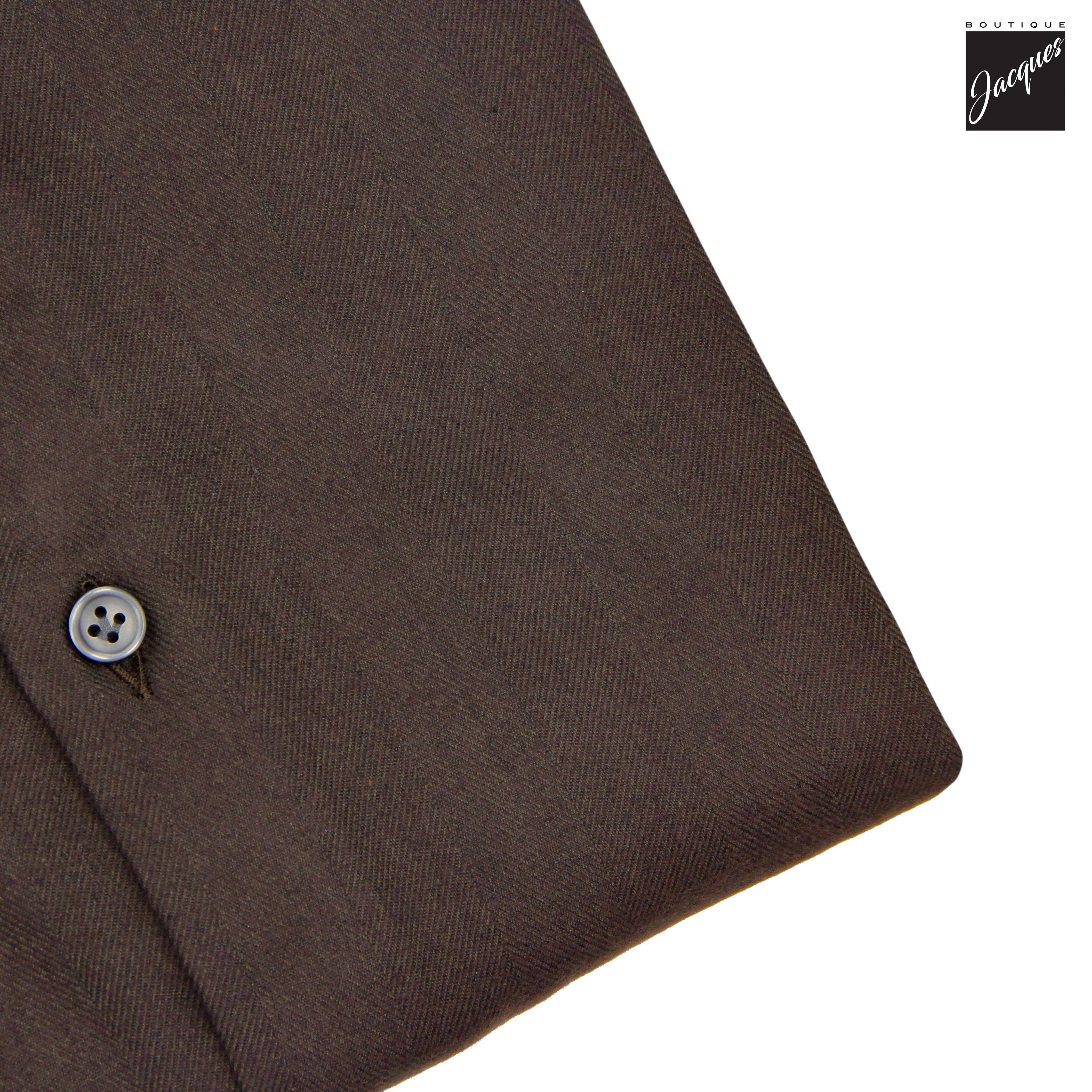 Chemise en flanelle de coton et lyocell à motif chevrons semi-solide marron chocolat - SONRISA