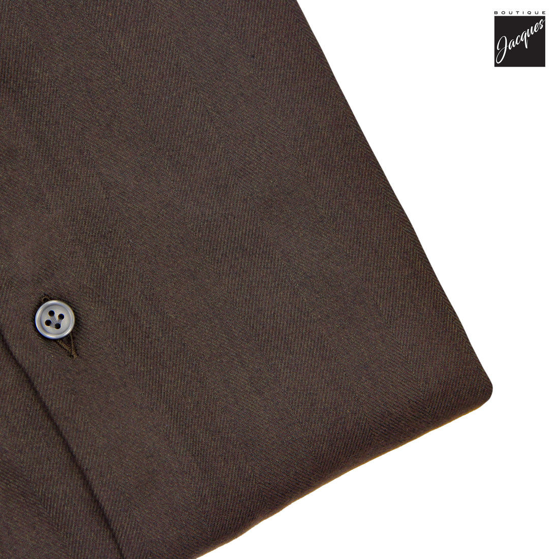 Chemise en flanelle de coton et lyocell à motif chevrons semi-solide marron chocolat - SONRISA