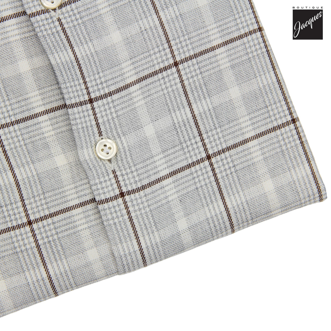 Chemise en flanelle de coton ultrafine à motif pied-de-poule gris et marron - SONRISA